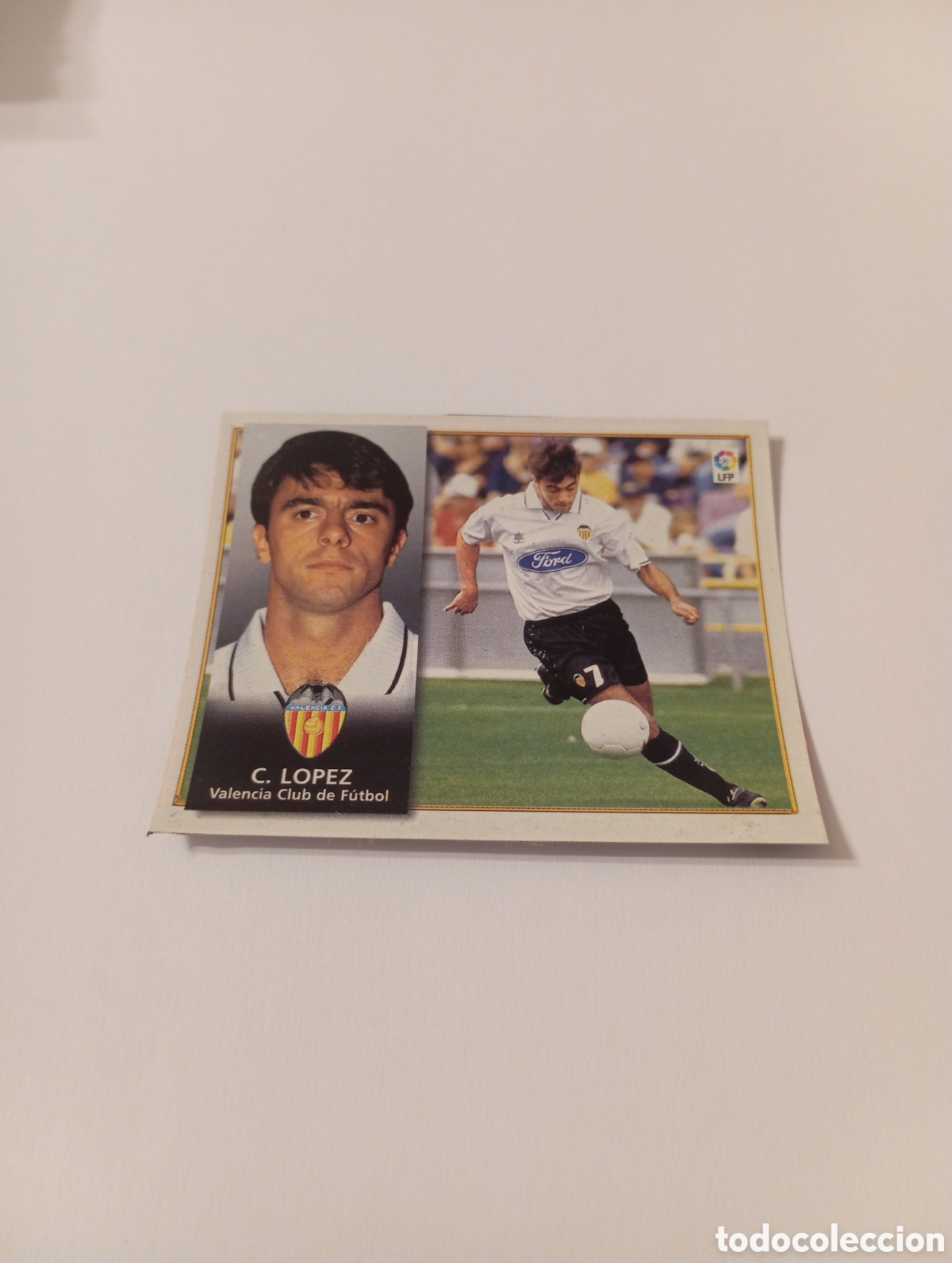 Cromos de F&uacute;tbol: CLAUDIO L&Oacute;PEZ Valencia Liga Este 1998 1999 recortado 98 99