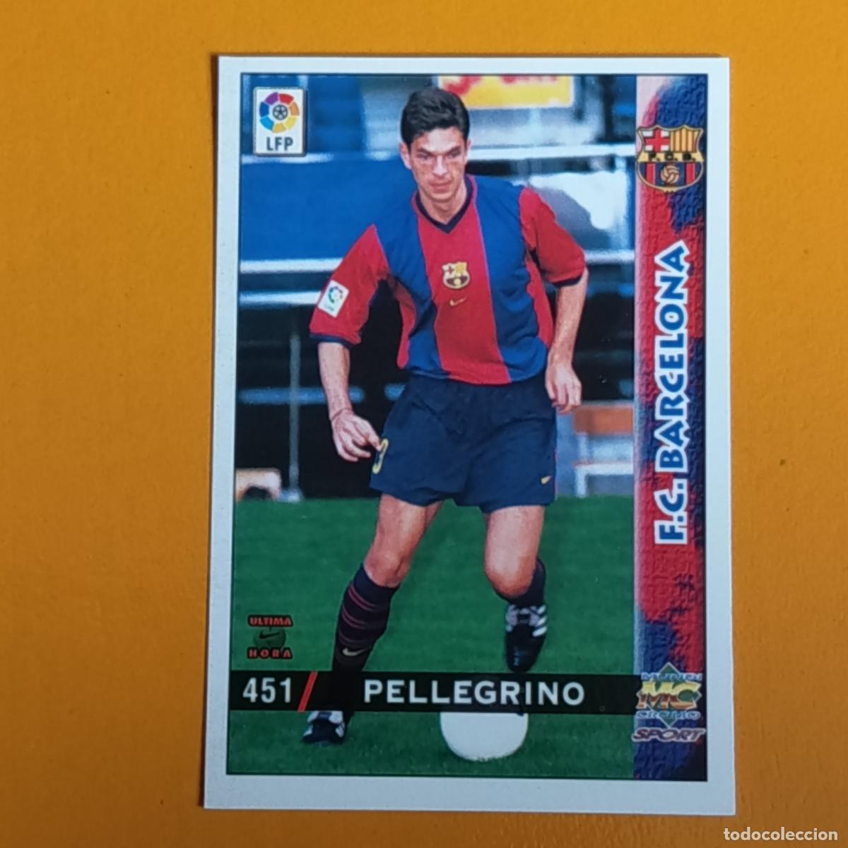 Cromos de F&uacute;tbol: 451 PELLEGRINO (CORREGIDO). &Uacute;LTIMA HORA. FC BARCELONA. LAS FICHAS DE LA LIGA 98-99. MUNDICROMO