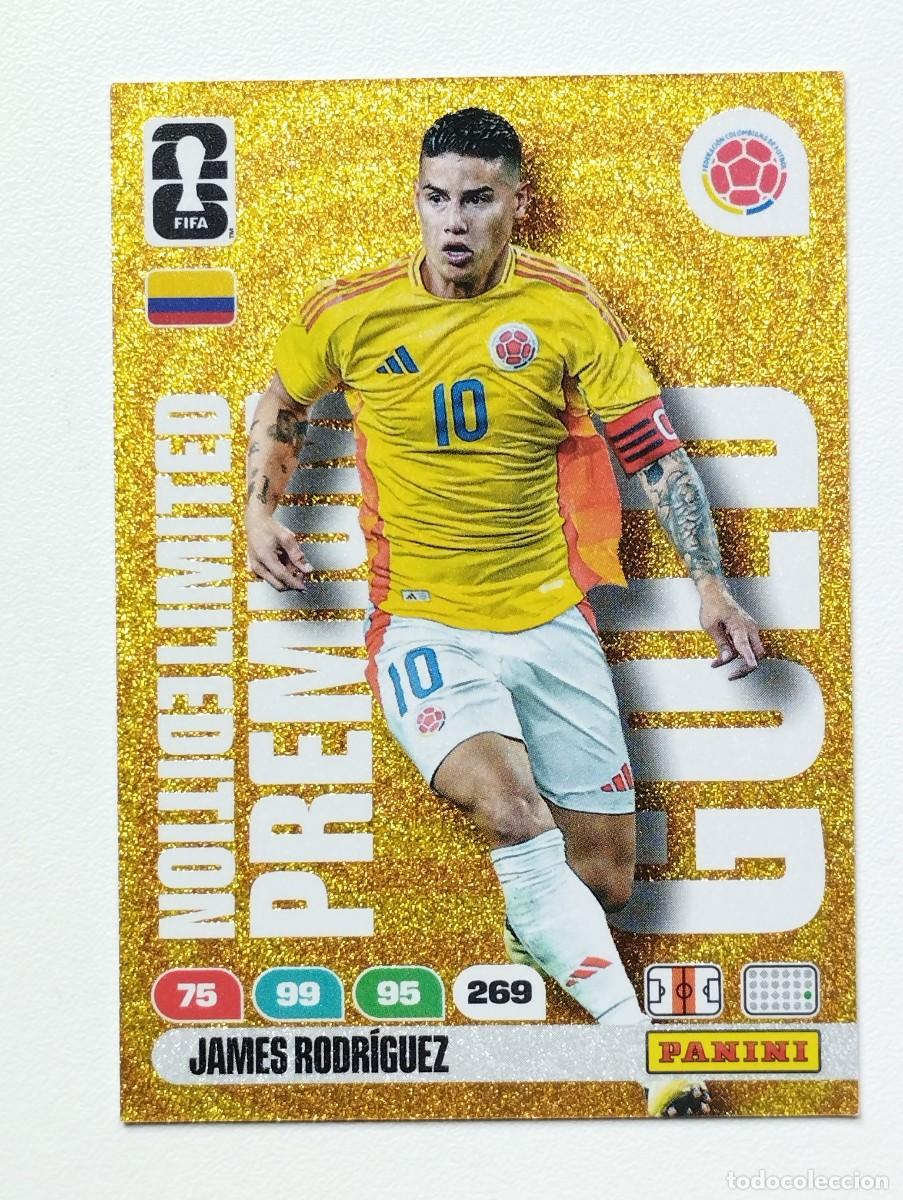 Fu&szlig;ball-Sticker: CROMO CARD ADRENALYN MUNDIAL WORLD CUP 2026 PREMIUM GOLD LIMITED EDITION JAMES RODRIGUEZ COLOMBIA