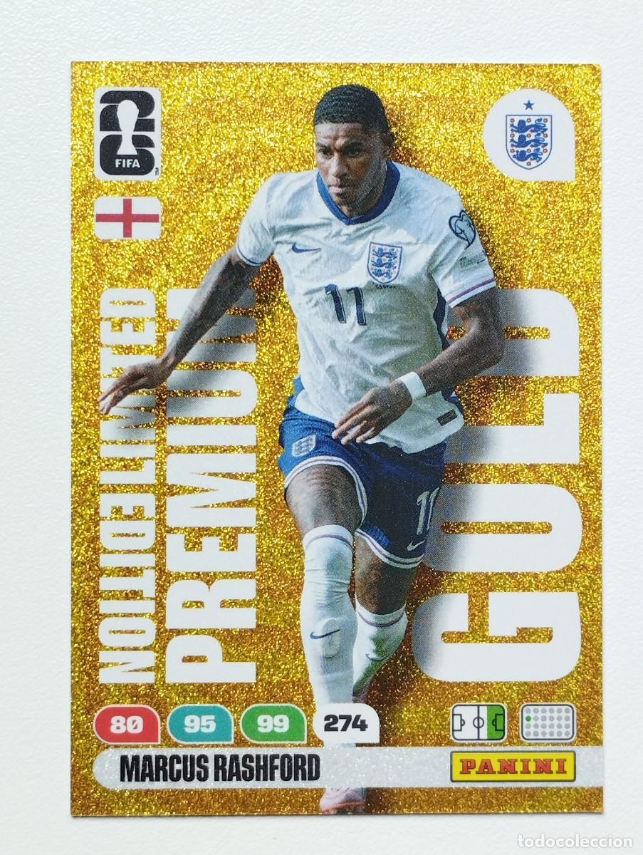 Fu&szlig;ball-Sticker: CROMO CARD ADRENALYN MUNDIAL WORLD CUP 2026 PREMIUM GOLD LIMITED EDITION MARCUS RASHFORD INGLATERRA