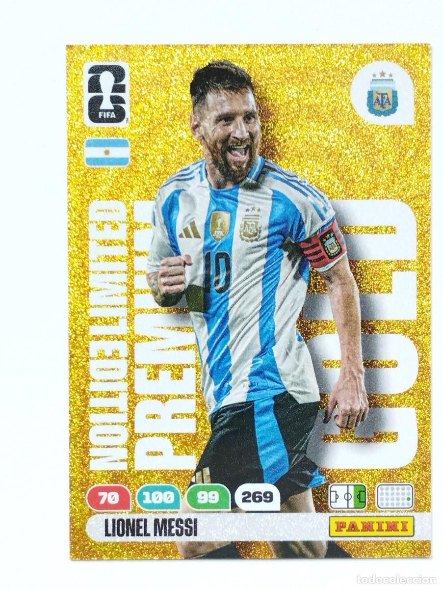 Fu&szlig;ball-Sticker: CROMO CARD ADRENALYN MUNDIAL WORLD CUP 2026 PREMIUM GOLD LIMITED EDITION LIONEL MESSI ARGENTINA