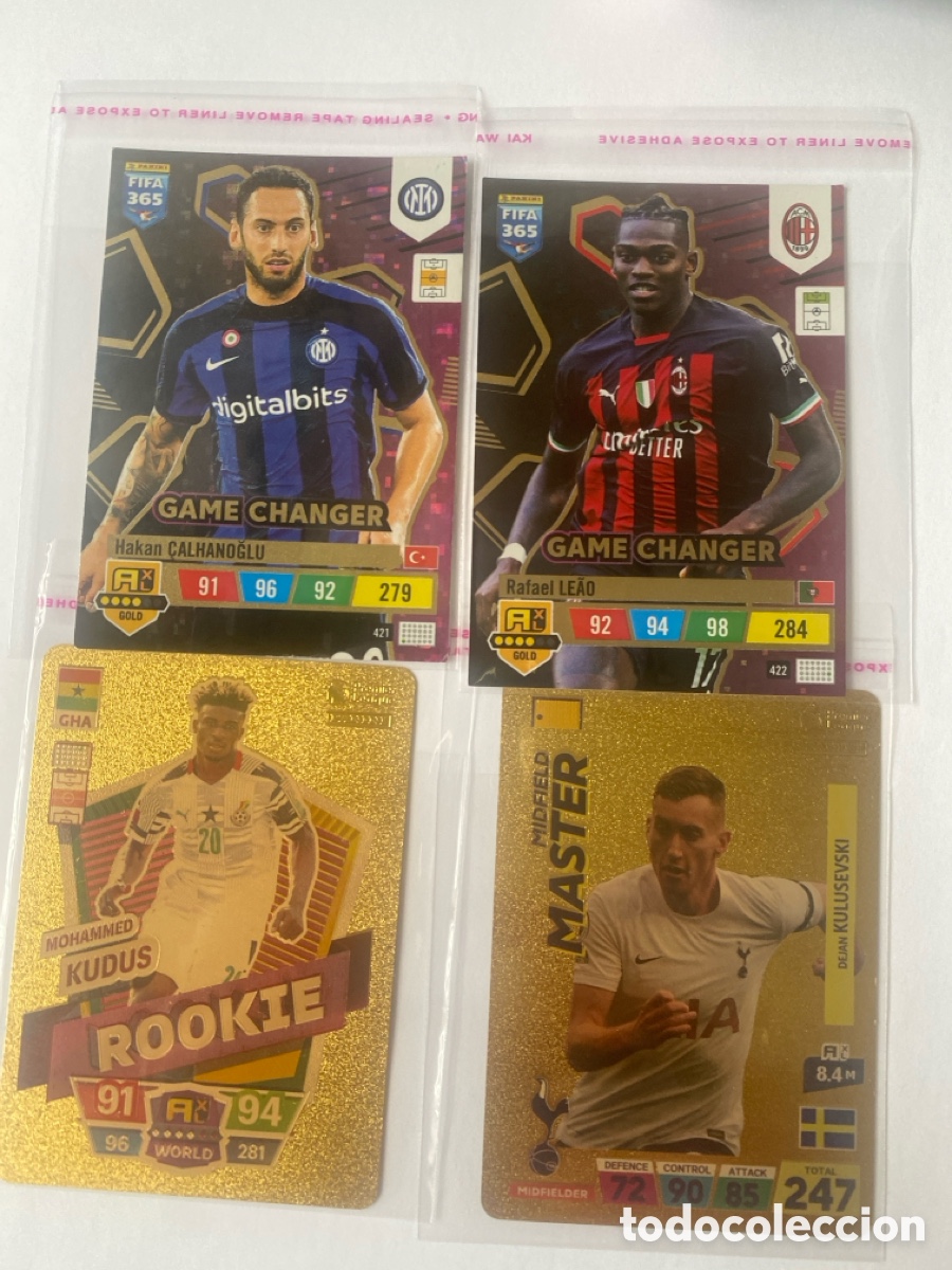 Cromos de Futebol: Pack FIFA 365 Gold | Leao + Calhanoglu Game Changer + Kudus Rookie + Kulusevski Master | Mint