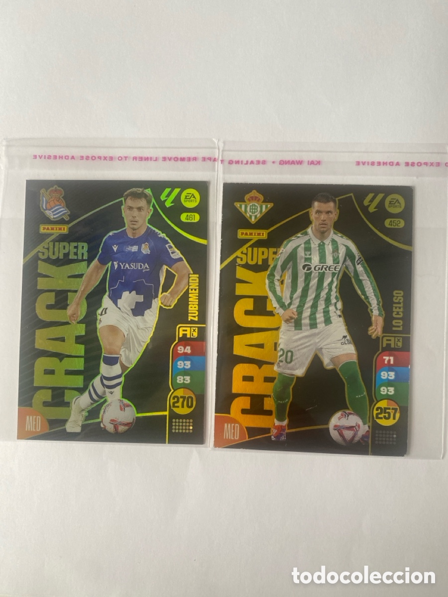 Football Stickers: D&uacute;o Super Crack 23/24 | Zubimendi Real Sociedad + Lo Celso Real Betis | Adrenalyn XL Mint