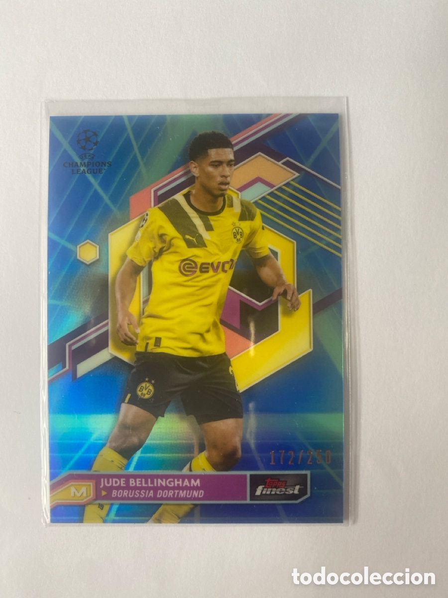 Fu&szlig;ball-Sticker: Jude Bellingham Topps Finest /250 | Dortmund Blue Refractor | Numerada 172/250 | Champions Mint