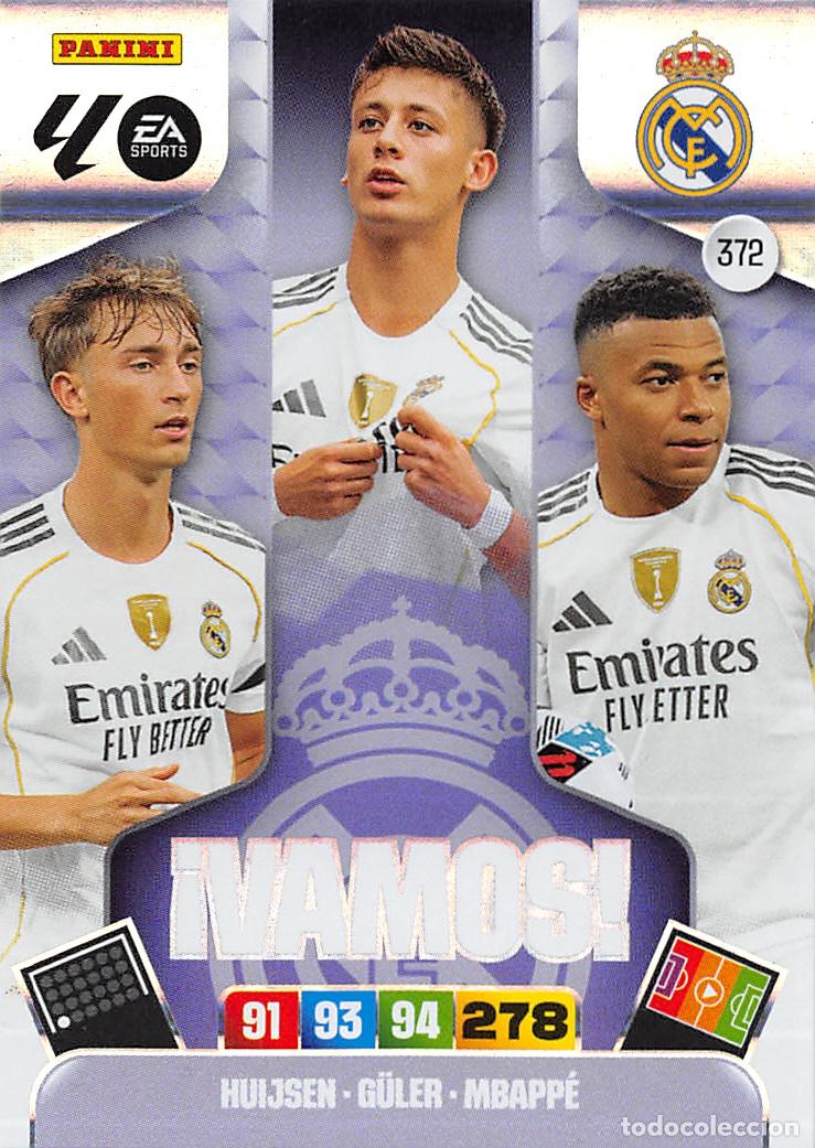 Cartes &agrave; collectionner de Football: PANINI ADRENALYN 25/26 2025/2026 #372 HUIJSEN - GULER - MBAPPE (REAL MADRID) VAMOS