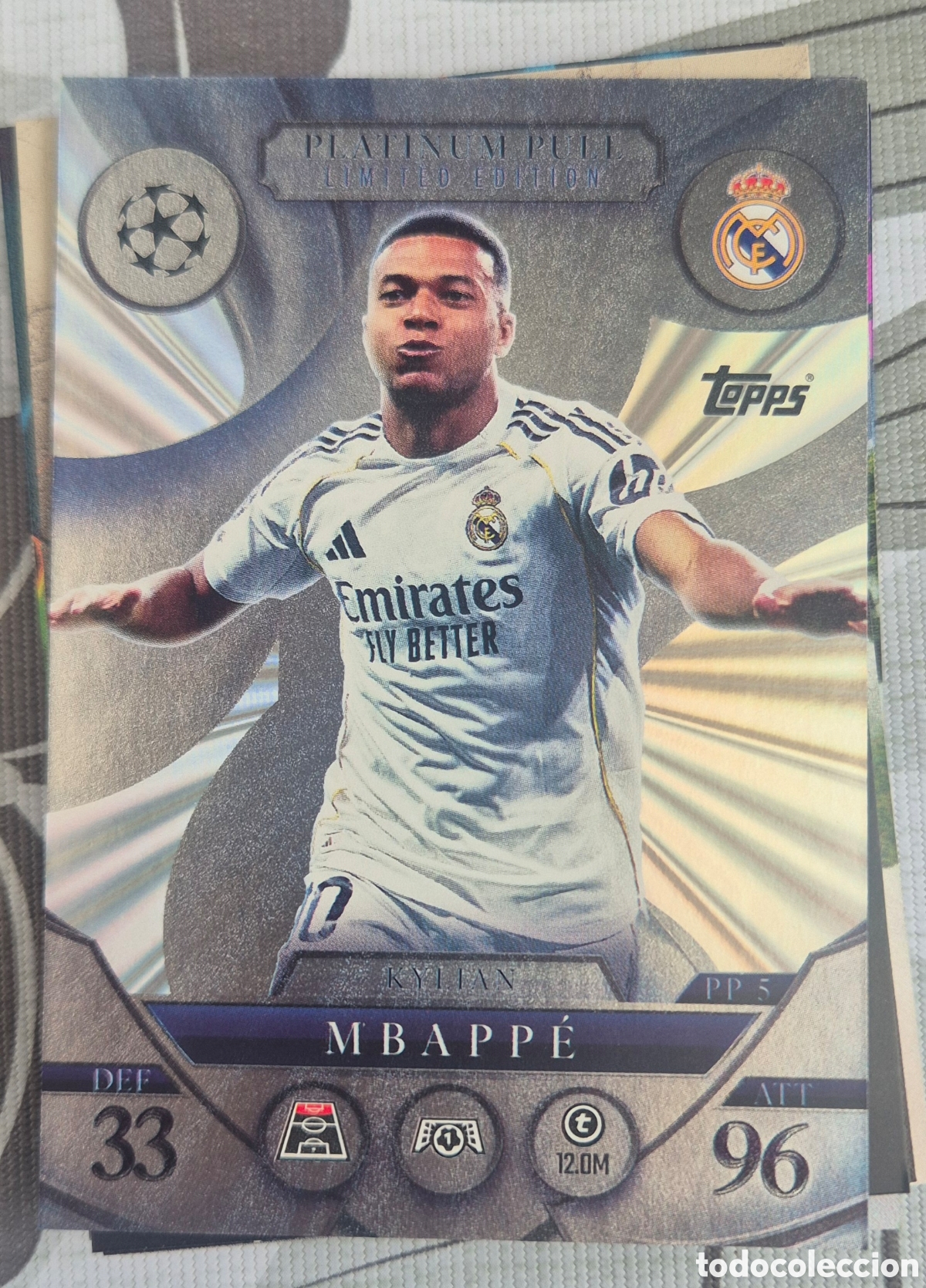 Fu&szlig;ball-Sticker: Mbappe madrid platinum pull limited edition topps match attax 2026