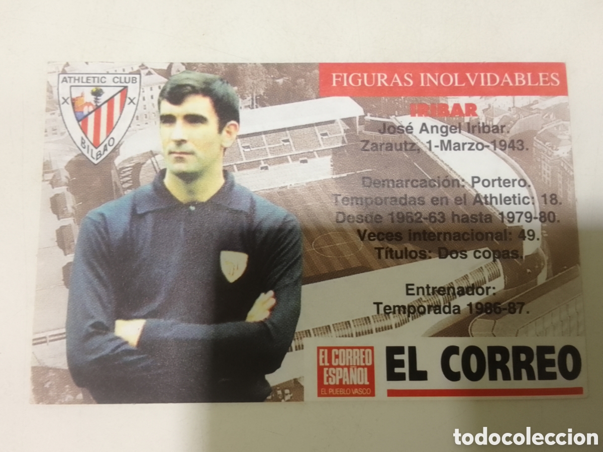 Cromos de F&uacute;tbol: Cromo El Correo Figuras Inolvidables Athletic Club Bilbao IRIBAR.
