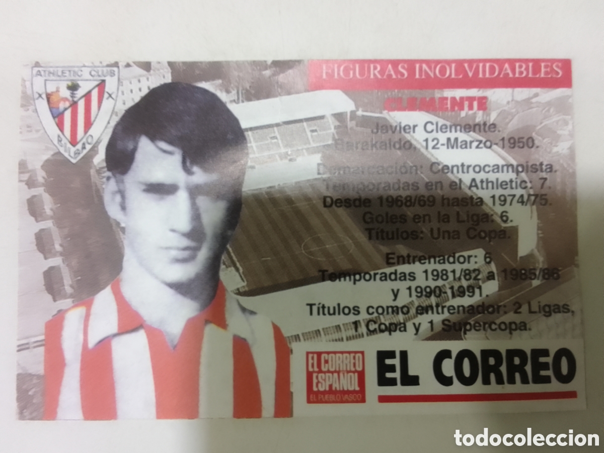 Cromos de F&uacute;tbol: Cromo El Correo Figuras Inolvidables Athletic Club Bilbao CLEMENTE.