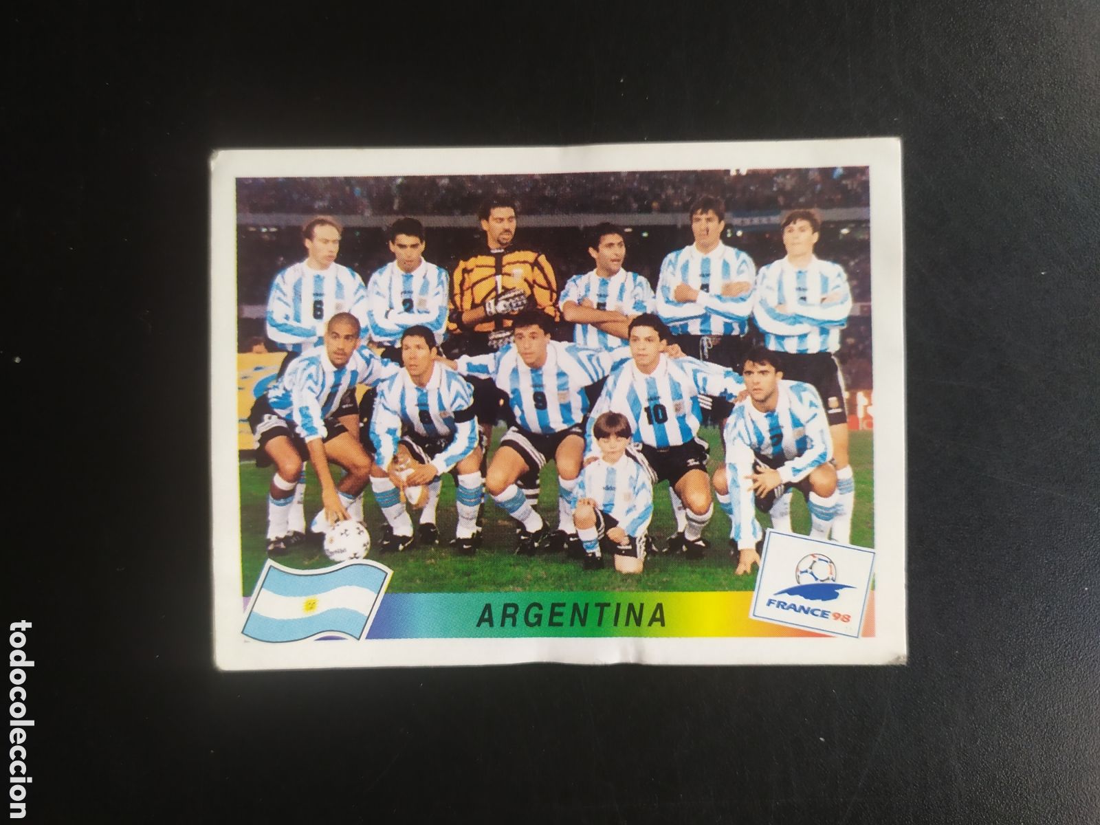 Cromos de F&uacute;tbol: Mundial Francia 98 panini alineaci&oacute;n n&deg; 498 Argentina sin pegar