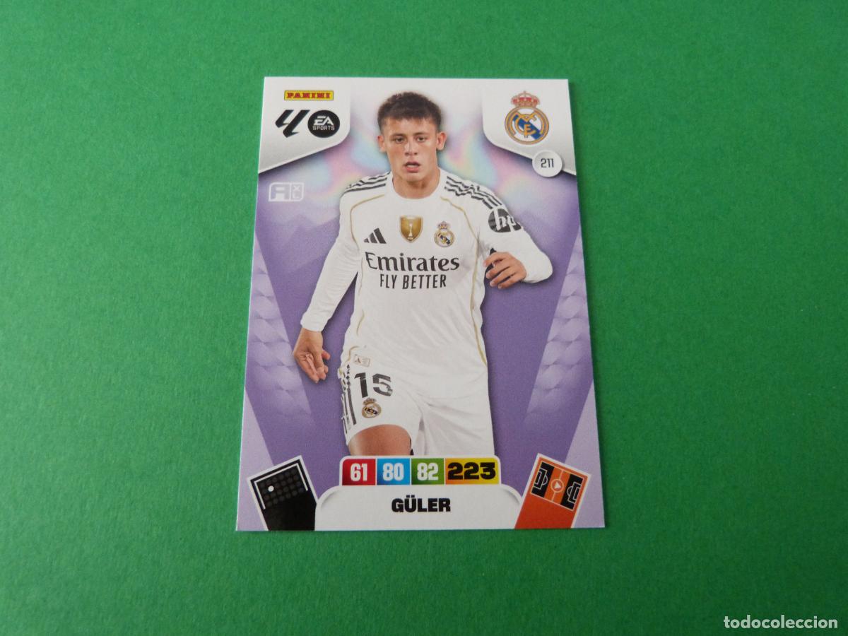 Cromos de F&uacute;tbol: TRADING CARD FUTBOL G&Uuml;LER REAL MADRID C.F. N&ordm; 211 LIGA ADRENALYN XL 2025-2026/25-26 PANINI