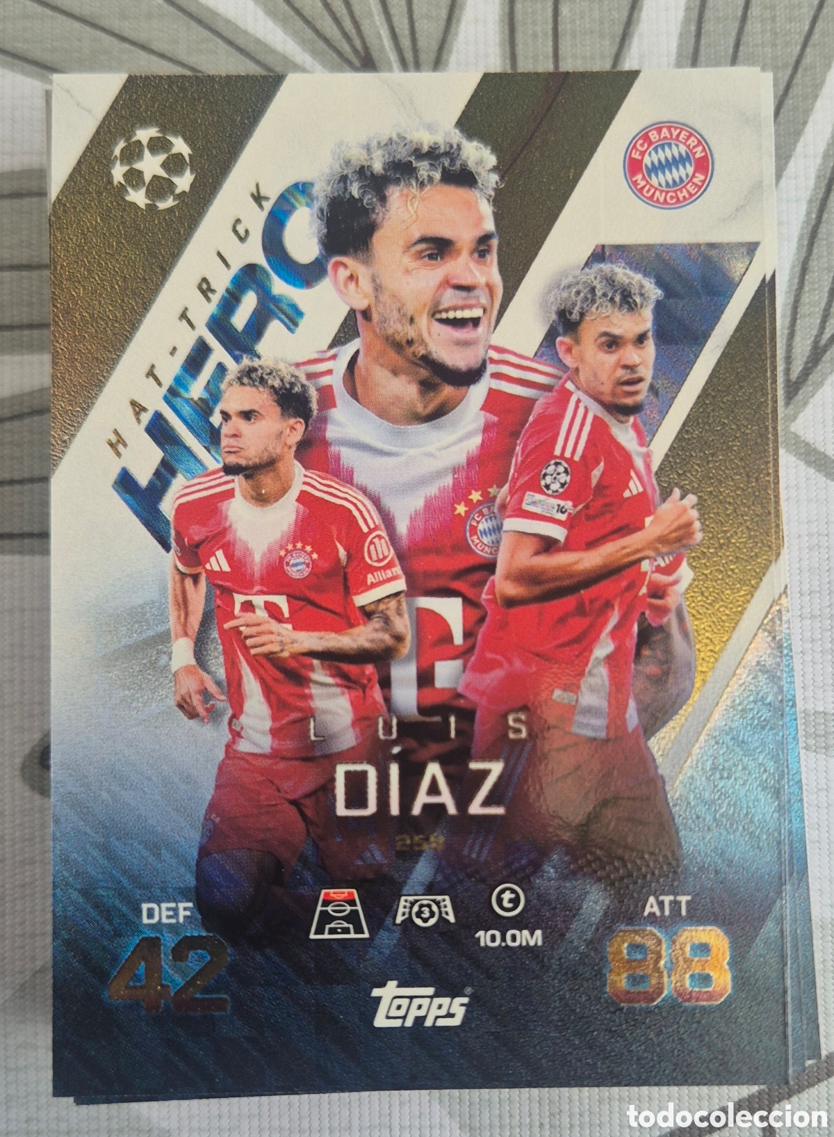 Cromos de F&uacute;tbol: Luis D&iacute;az bayern de M&uacute;nich hat trick hero topps match attax 2026