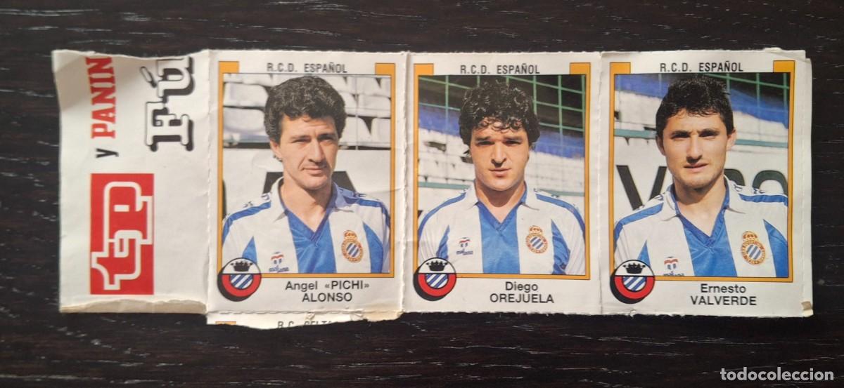 Cromos de F&uacute;tbol: FUTBOL 88 - PANINI - 3 CROMOS R.C.D. ESPA&Ntilde;OL - PICHI ALONSO OREJUELA VALVERDE - OBSEQUIO TP PEGATINA
