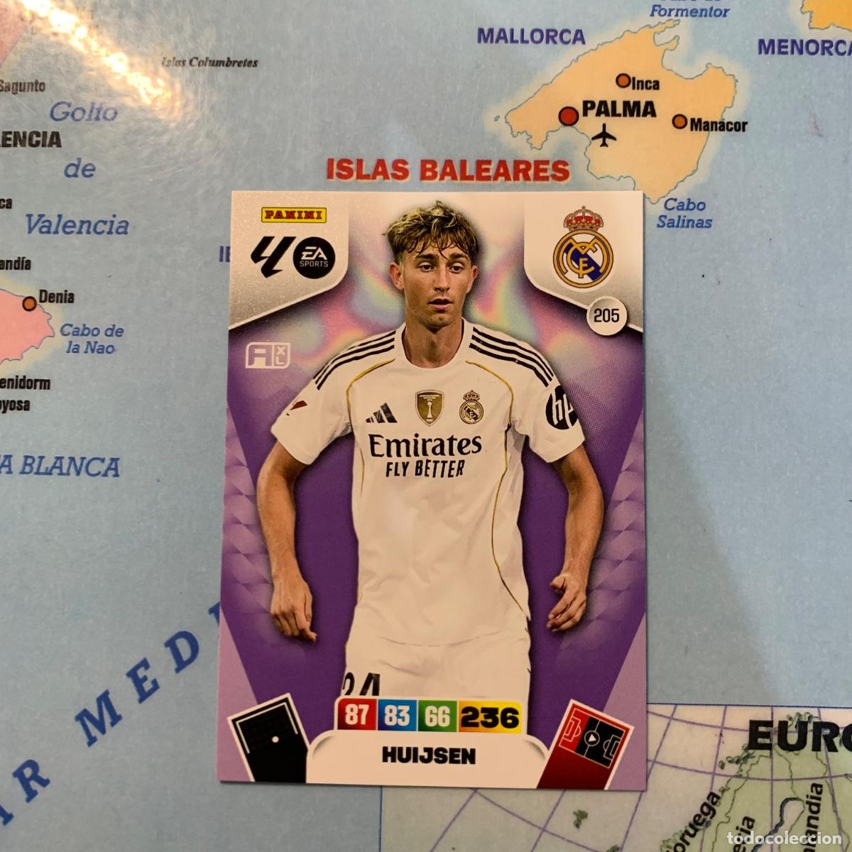 Cromos de F&uacute;tbol: Huijsen n&uacute;mero 205 del Real Madrid cromo adrenalyn XL 25-26 2025-2026