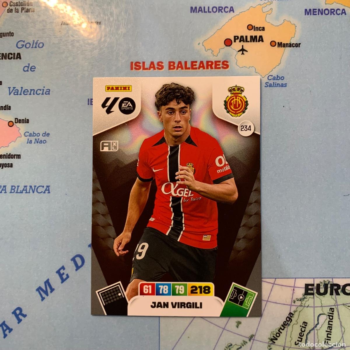 Cromos de F&uacute;tbol: Jan Virgili n&uacute;mero 234 del Mallorca cromo adrenalyn XL 25-26 2025-2026
