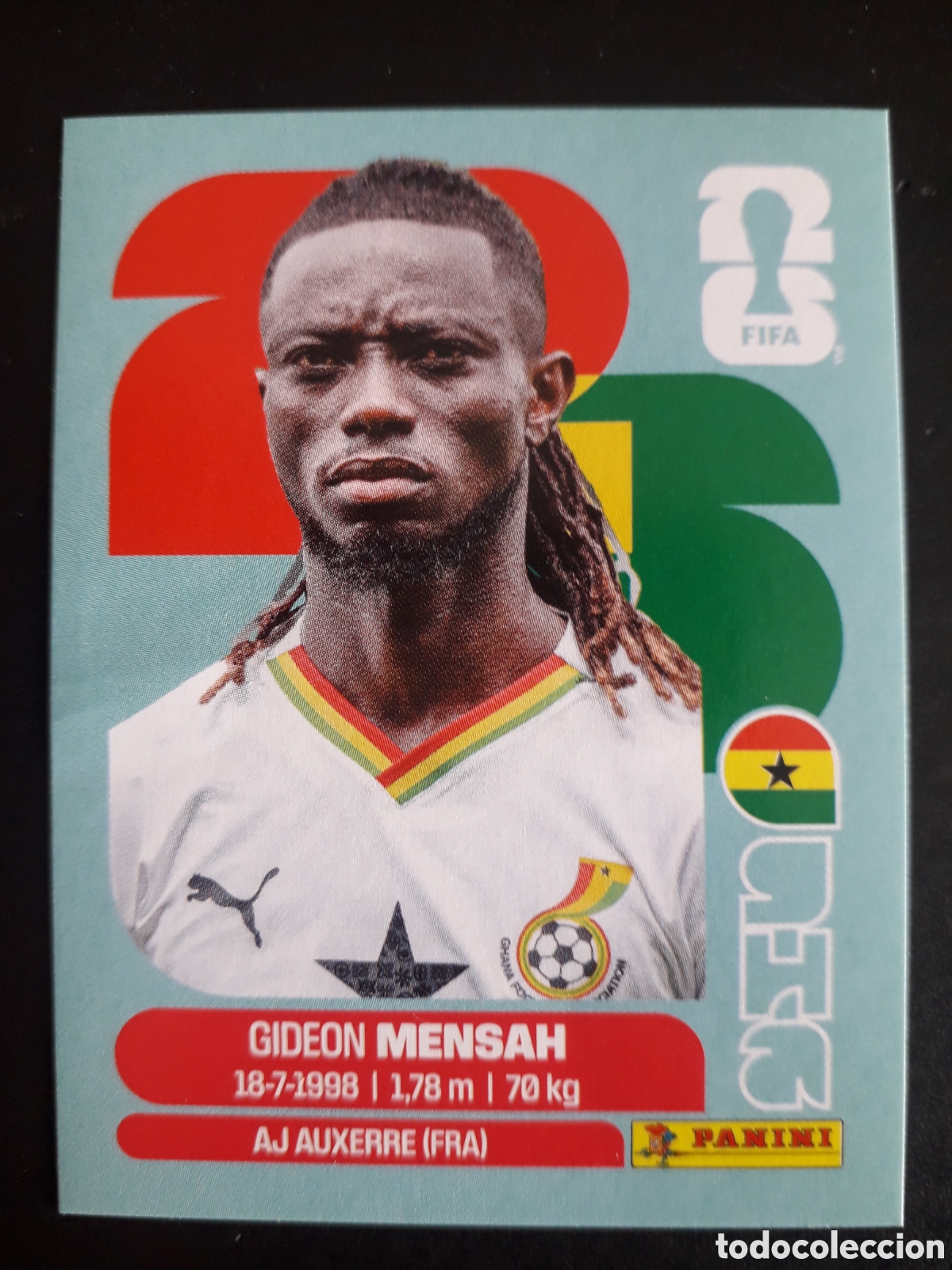 Cromos de F&uacute;tbol: MENSAH GHANA GHA 7 MUNDIAL F&Uacute;TBOL 2026 FIFA WORLD CUP PANINI SIN PEGAR PEDIDO M&Iacute;NIMO 3&euro;