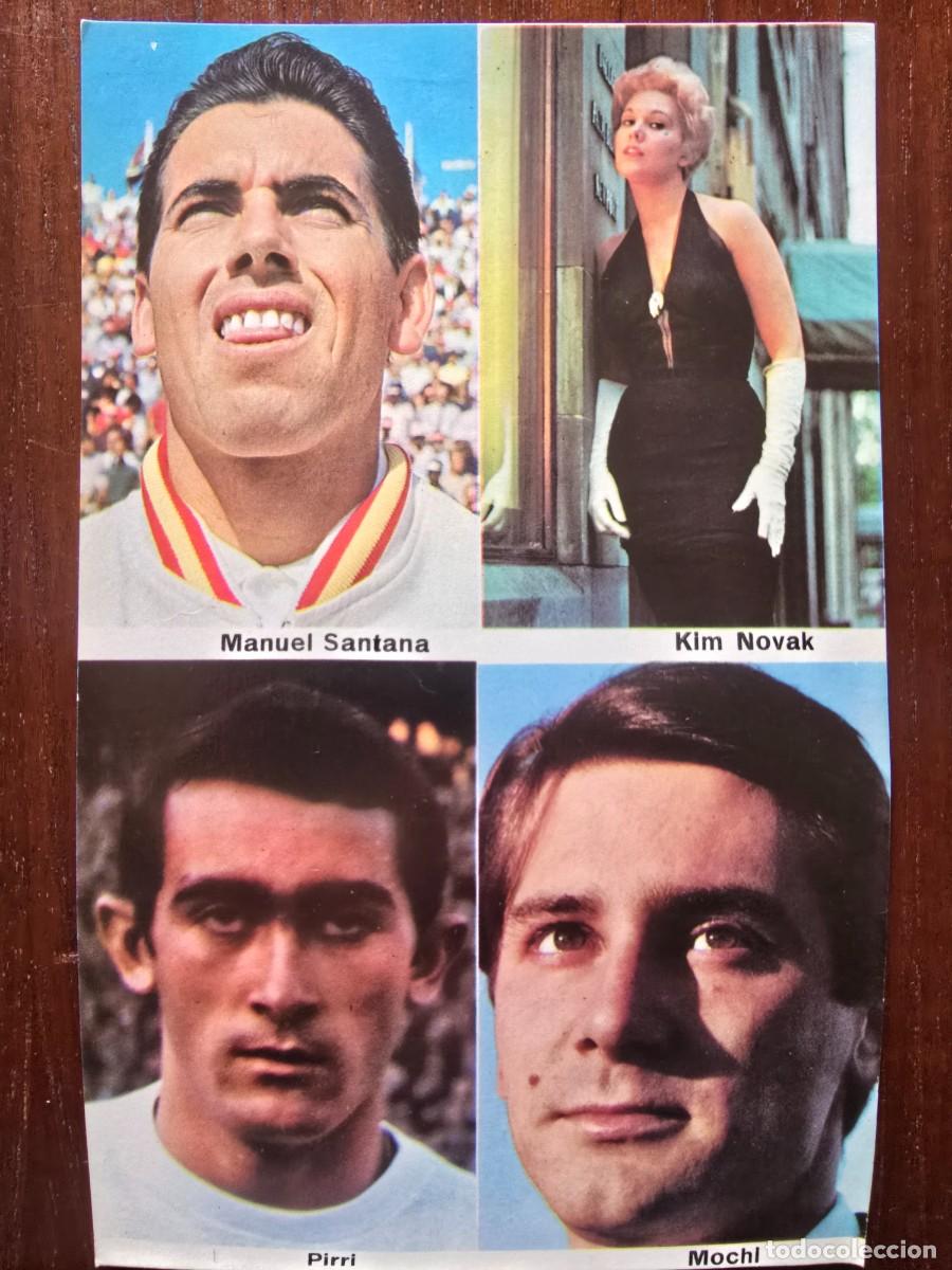 Cromos de F&uacute;tbol: Lamina Cromos Deportistas.Artistas Manuel Santana.Kim Novak.Pirri.Mochi.Graficas Bergas