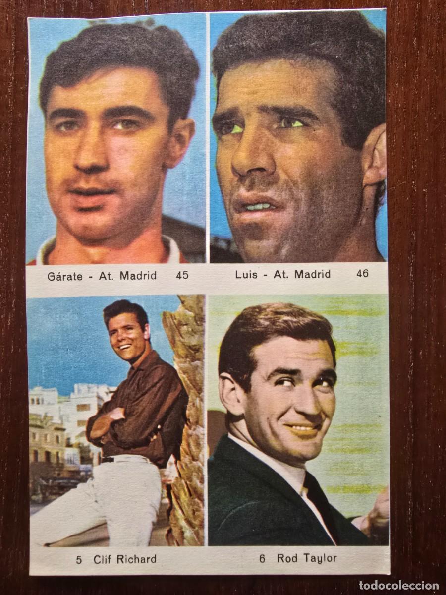 Cromos de F&uacute;tbol: Lamina Cromos Futbol.Artistas Garate.Luis Aragones At.Madrid Clif Richard.Rod Taylor.Graficas Bergas