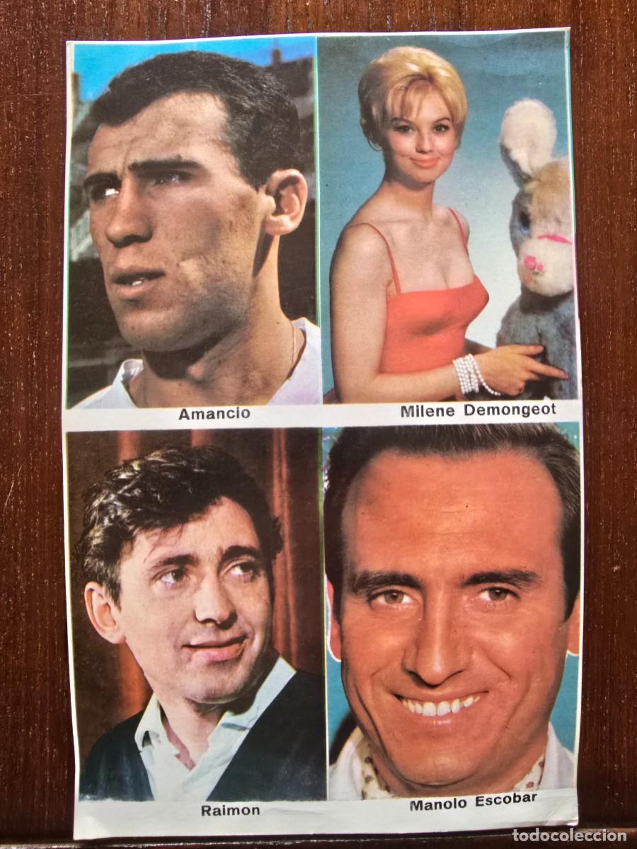 Cromos de F&uacute;tbol: Lamina Cromos Futbol.Artista Amancio.R.Madrid.Milene Demongeot.Raimon.Manolo Escobar.Graficas Bergas