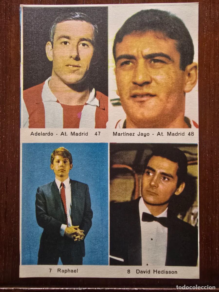 Cromos de F&uacute;tbol: Lamina Cromos Futbol.Artista Adelardo.Martinez Jayo.At Madrid.Raphael.David Hedisson.Graficas Bergas