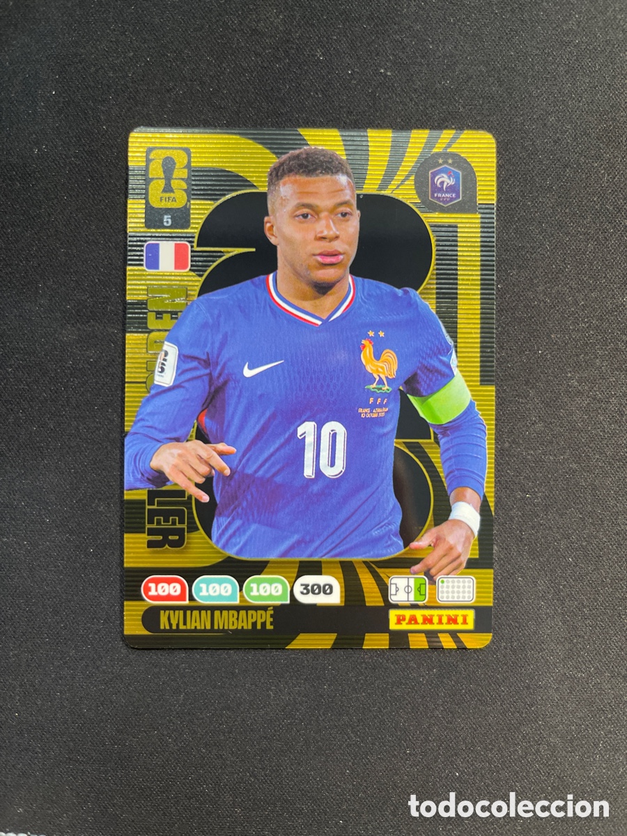 Cromos de F&uacute;tbol: Kylian Mbappe 5 Golden Baller Francia Adrenalyn 2026 Mundial Fifa World Cup Panini