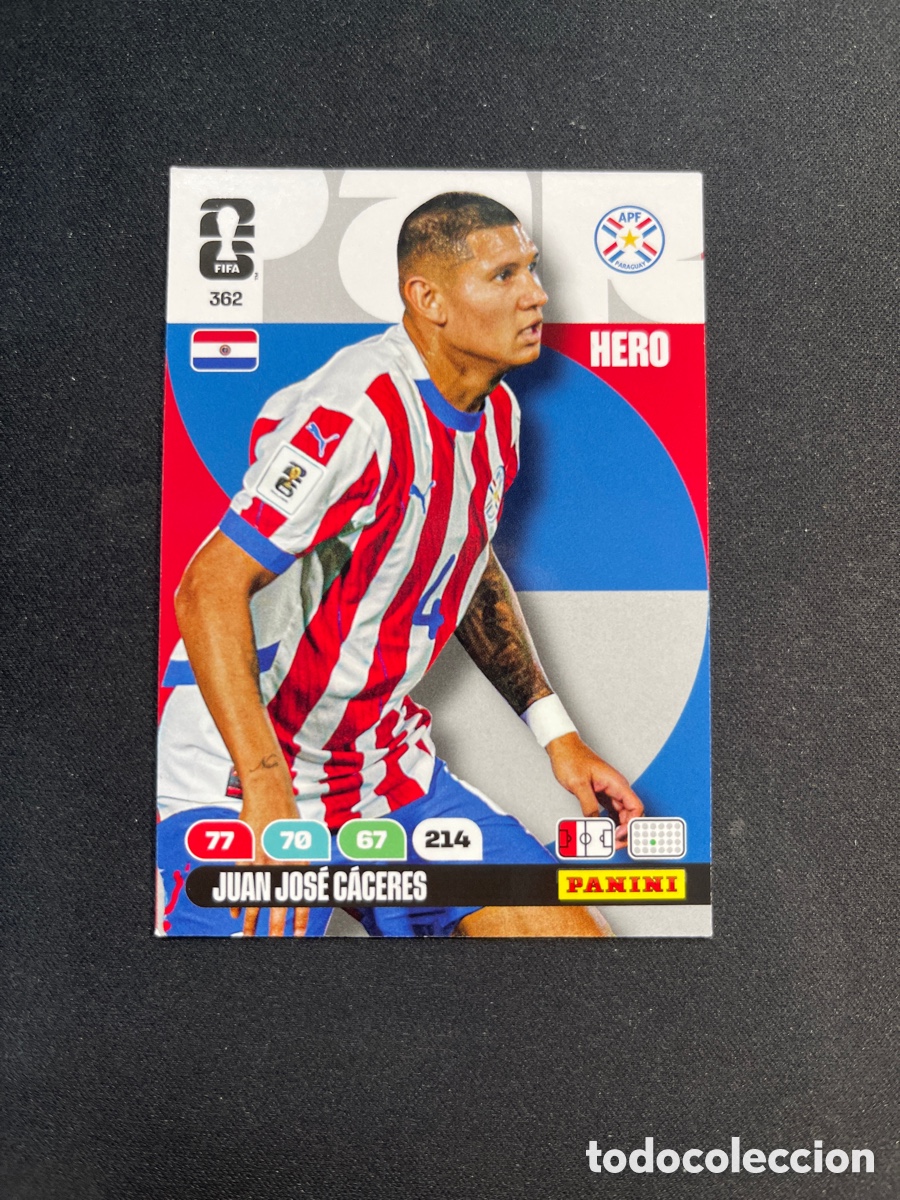 Cromos de F&uacute;tbol: Juan Jose Caceres 362 Paraguay Hero Adrenalyn 2026 Mundial Fifa World Cup Panini