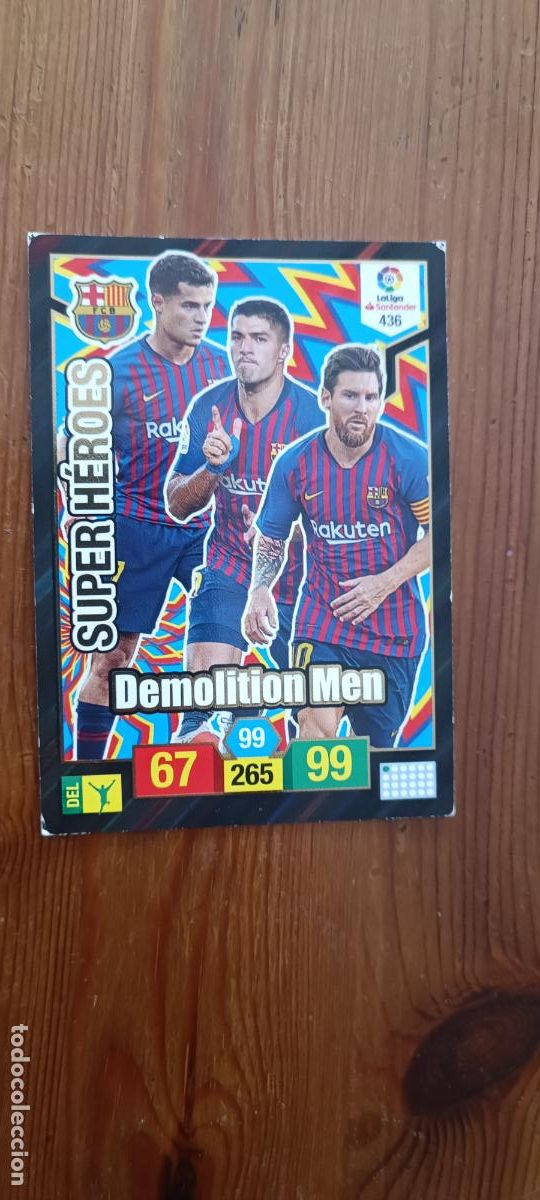 Cromos de F&uacute;tbol: MESSI - LUIS SUAREZ - COUTINHO - BARCELONA - SUPER HEROES - N&ordm; 436 - ADRENALYN - 2018 19
