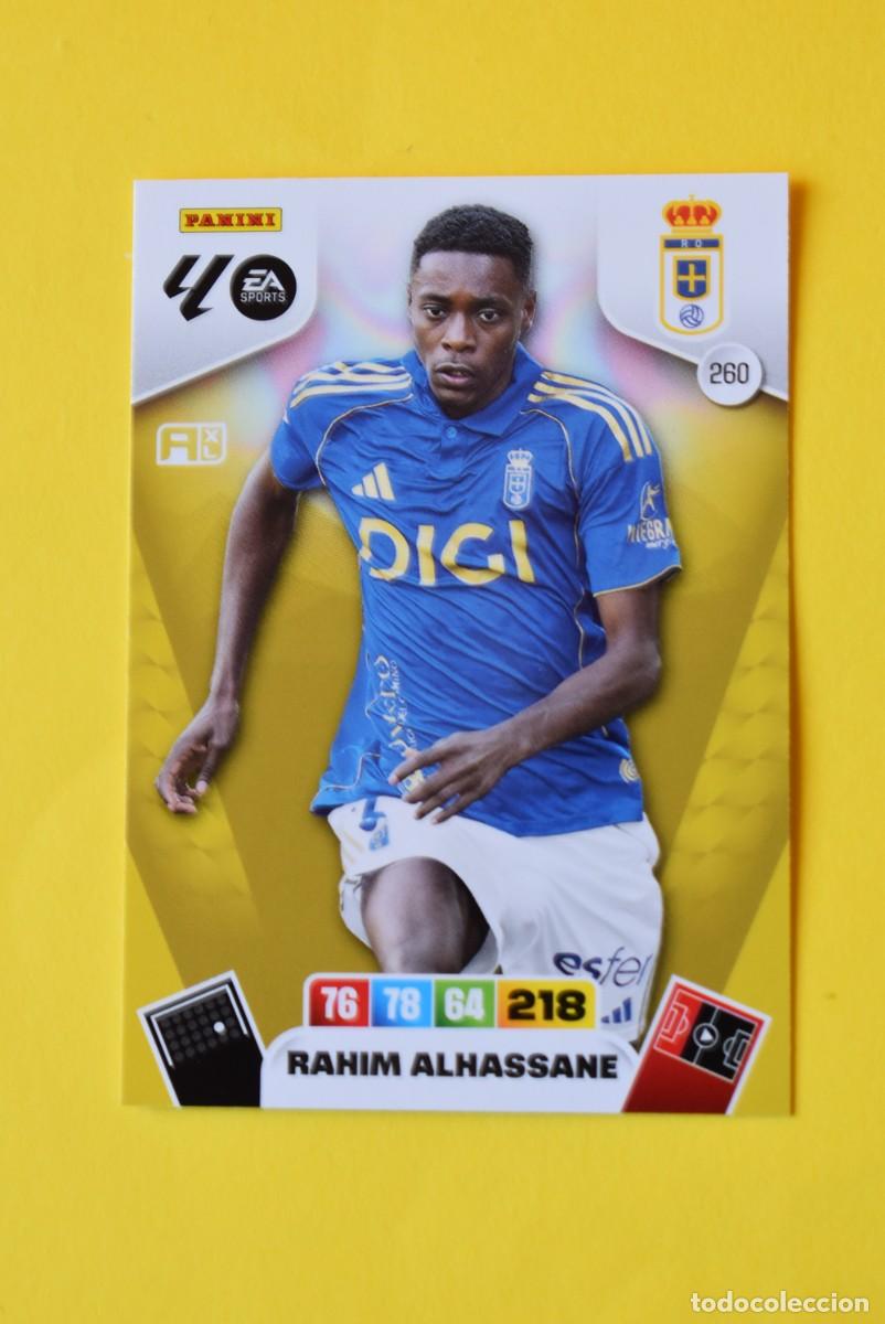Cromos de F&uacute;tbol: Cromo Adrenalyn XL. 2025 2026. 25 26. Rahim Alhassane. Oviedo. N &ordm; 260. C&oacute;digo sin activar. Panini