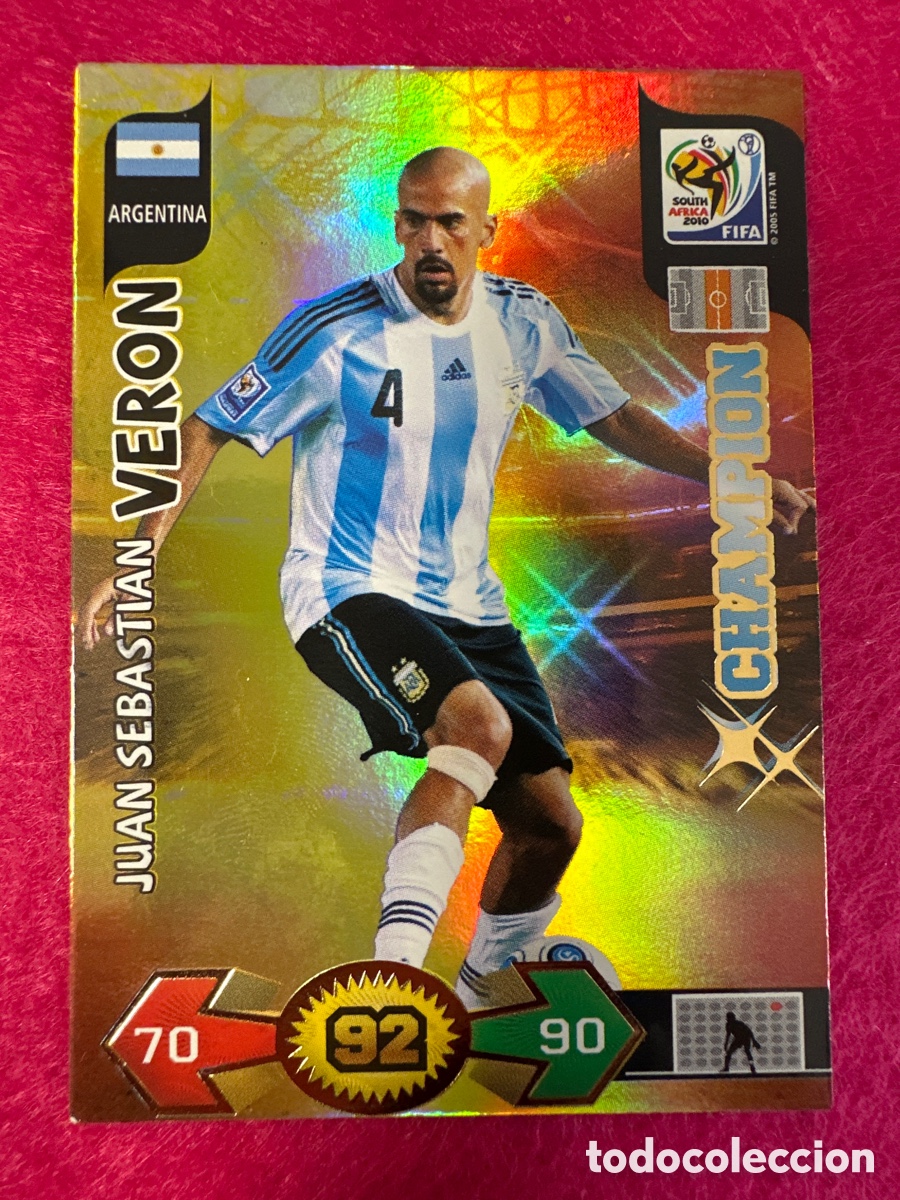 Fu&szlig;ball-Sticker: VERON (ARGENTINA)CHAMPION ADRENALYN FIFA WORLD CUP SOUTH &Aacute;FRICA 2010 PANINI TRADING CARD