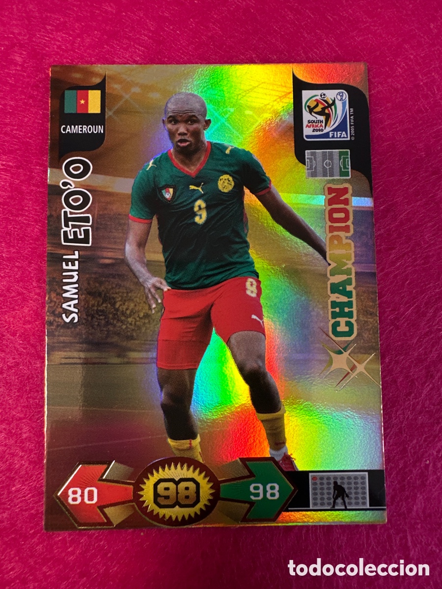 Football Stickers: ETO'O(CAMERUN) CHAMPION ADRENALYN FIFA WORLD CUP SOUTH &Aacute;FRICA 2010 PANINI TRADING CARD