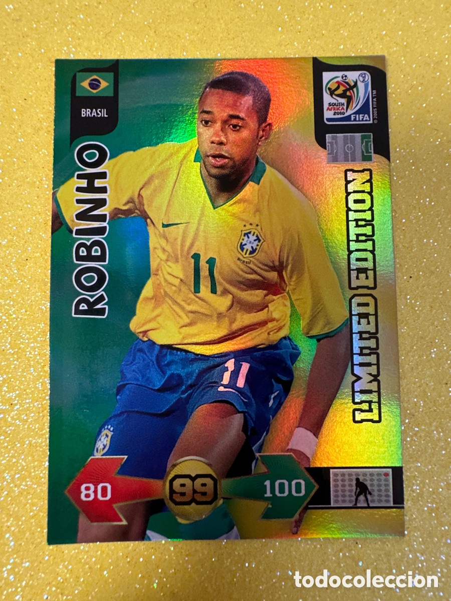 Cartes &agrave; collectionner de Football: ROBINHO (BRASIL) LIMITED EDITION ADRENALYN FIFA WORLD CUP SOUTH &Aacute;FRICA 2010 PANINI TRADING CARD