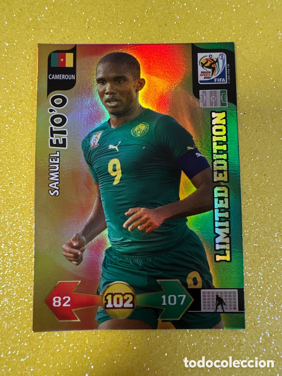 Cromos de F&uacute;tbol: ETO'O (CAMERUN) LIMITED EDITION ADRENALYN FIFA WORLD CUP SOUTH &Aacute;FRICA 2010 PANINI TRADING CARD