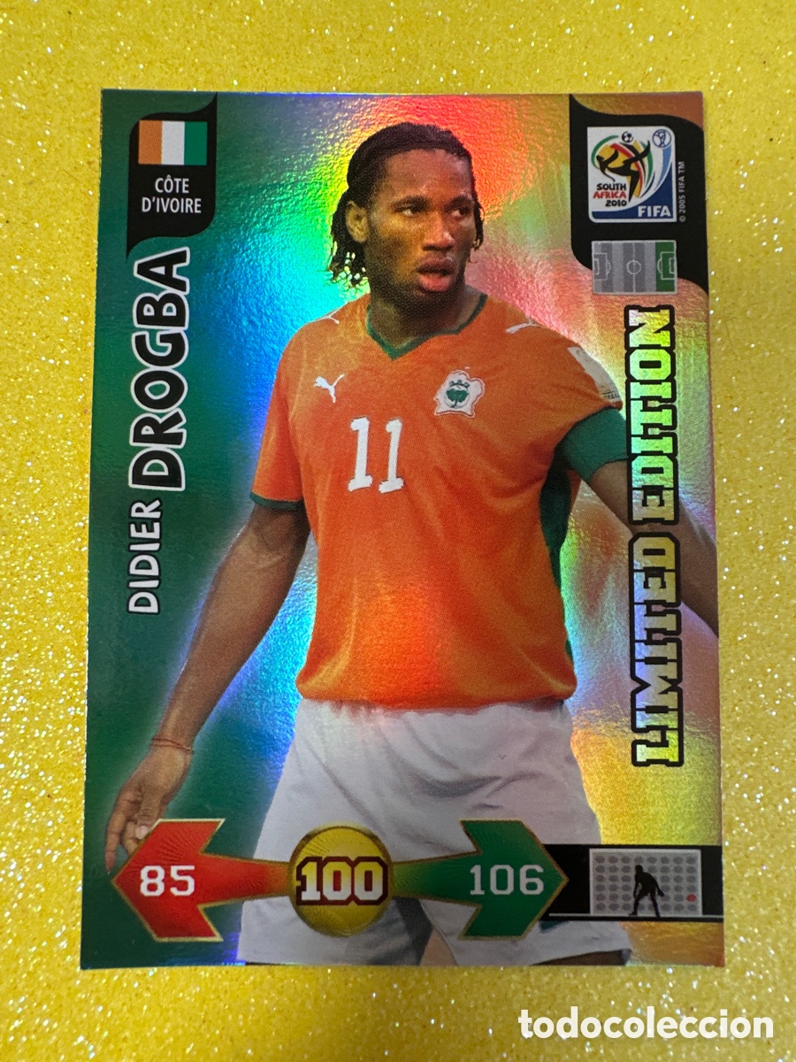 Cromos de F&uacute;tbol: DROGBA (COSTA MARFIL) LIMITED EDITION ADRENALYN FIFA WORLD CUP SOUTH &Aacute;FRICA 2010 PANINI TRADING CARD