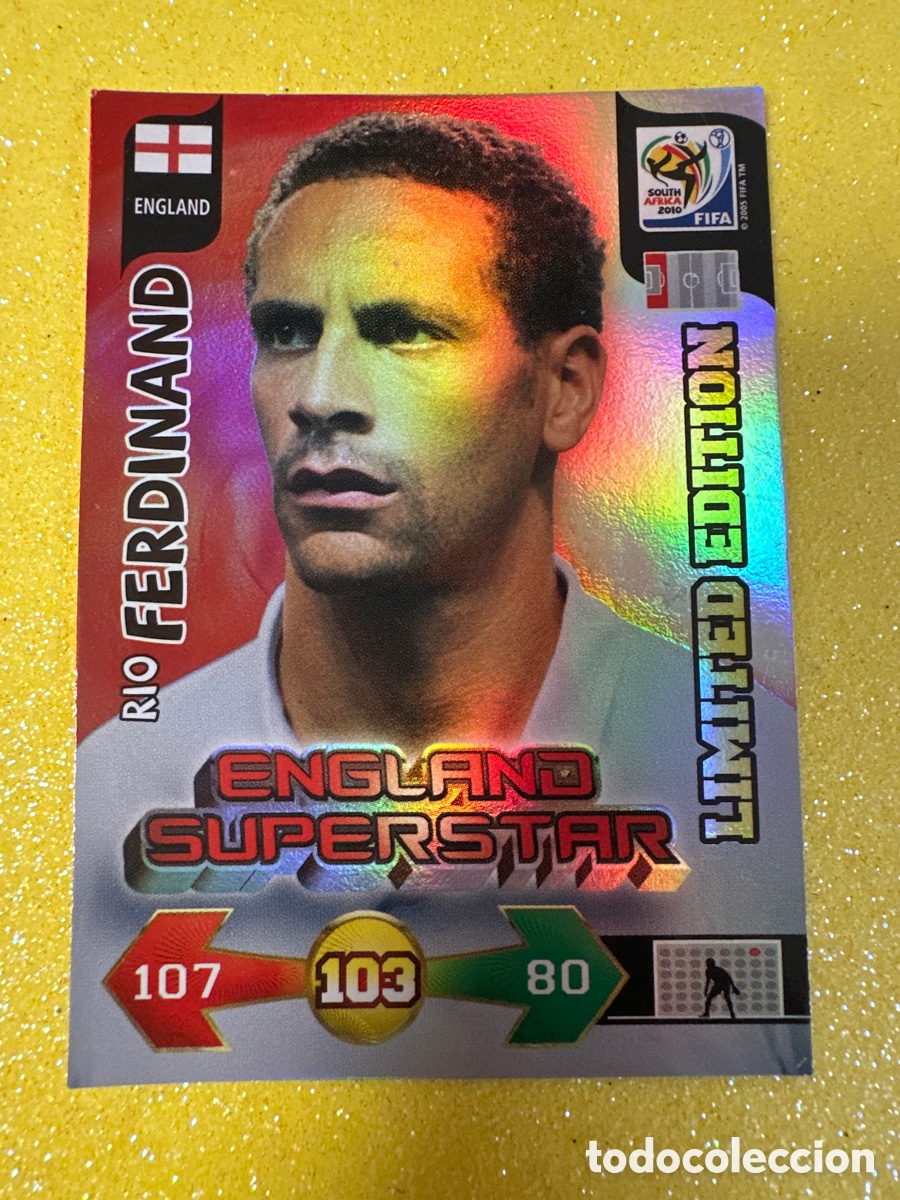 Cromos de F&uacute;tbol: FERDINAND (INGLATERRA) LIMITED EDIT ADRENALYN FIFA WORLD CUP SOUTH &Aacute;FRICA 2010 PANINI TRADING CARD