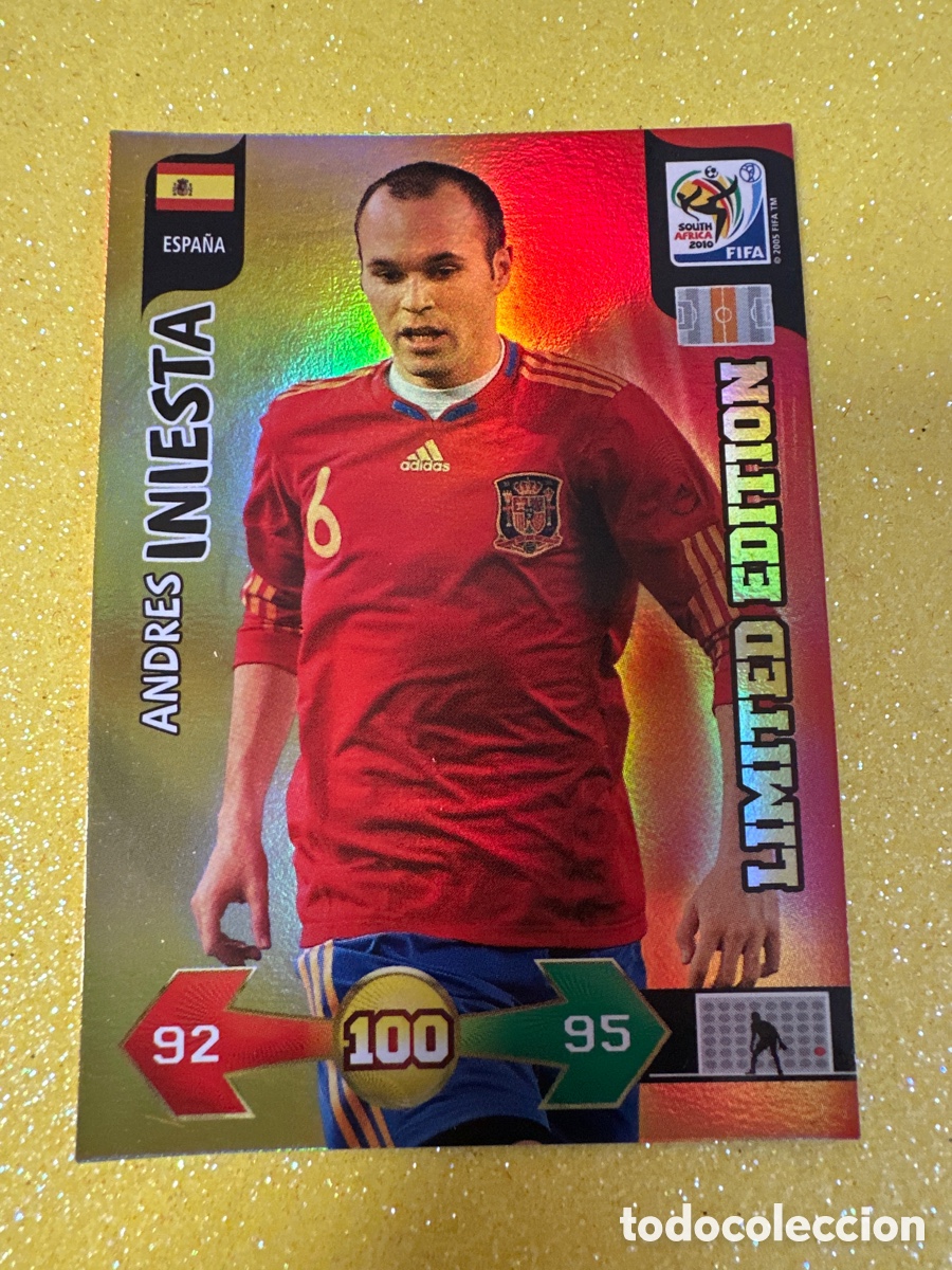 Cromos de F&uacute;tbol: INIESTA (ESPA&Ntilde;A) LIMITED EDIT ADRENALYN FIFA WORLD CUP SOUTH &Aacute;FRICA 2010 PANINI TRADING CARD
