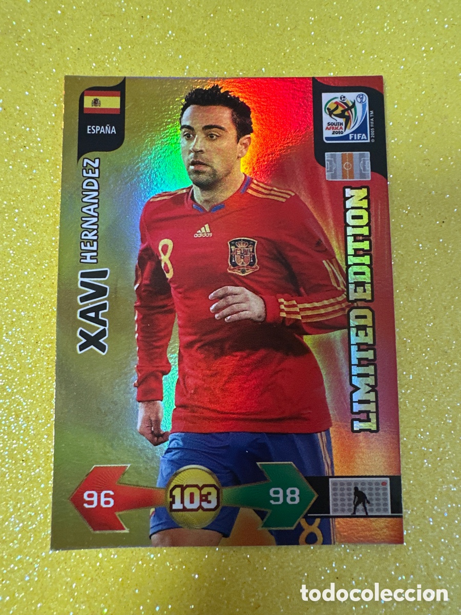 Cromos de F&uacute;tbol: XAVI (ESPA&Ntilde;A) LIMITED EDIT ADRENALYN FIFA WORLD CUP SOUTH &Aacute;FRICA 2010 PANINI TRADING CARD