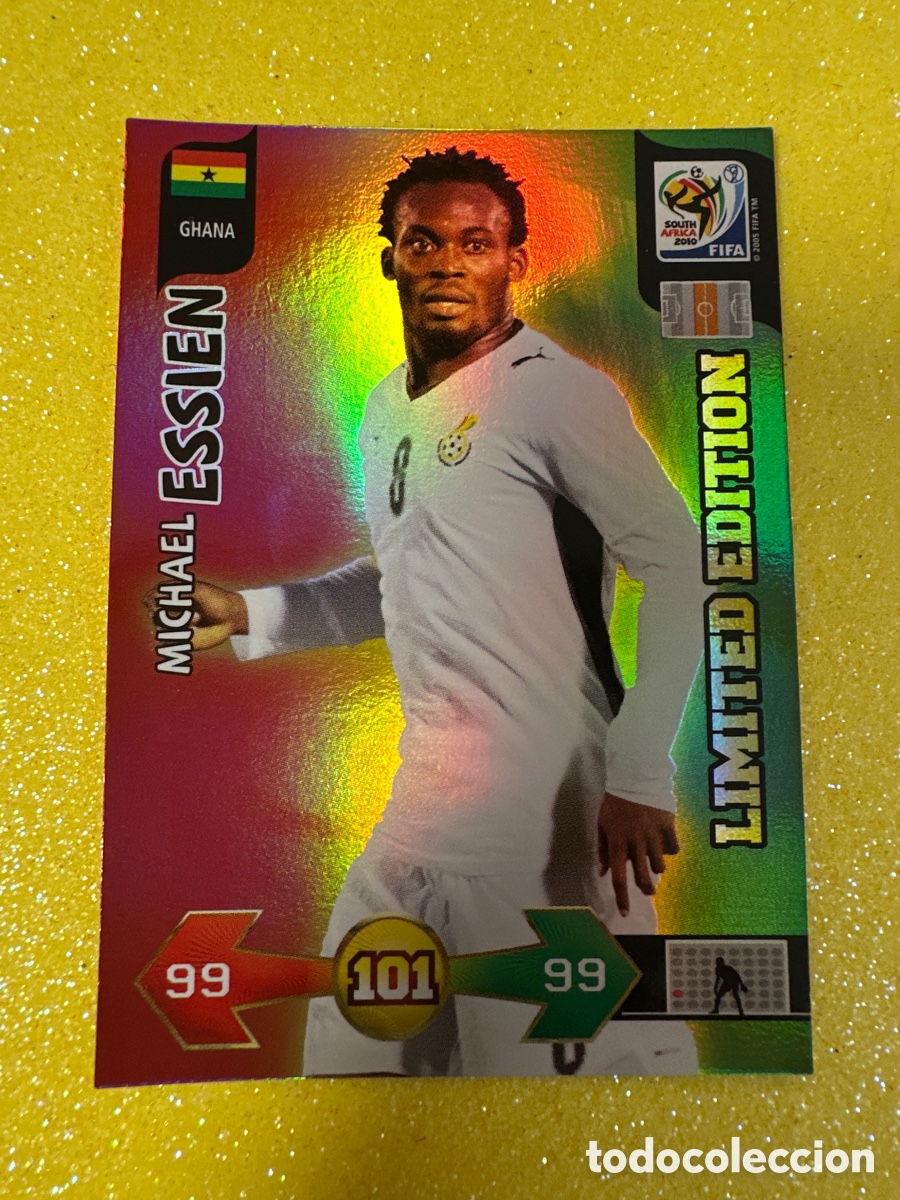 Cartes &agrave; collectionner de Football: ESSIEN (GHANA) LIMITED EDIT ADRENALYN FIFA WORLD CUP SOUTH &Aacute;FRICA 2010 PANINI TRADING CARD