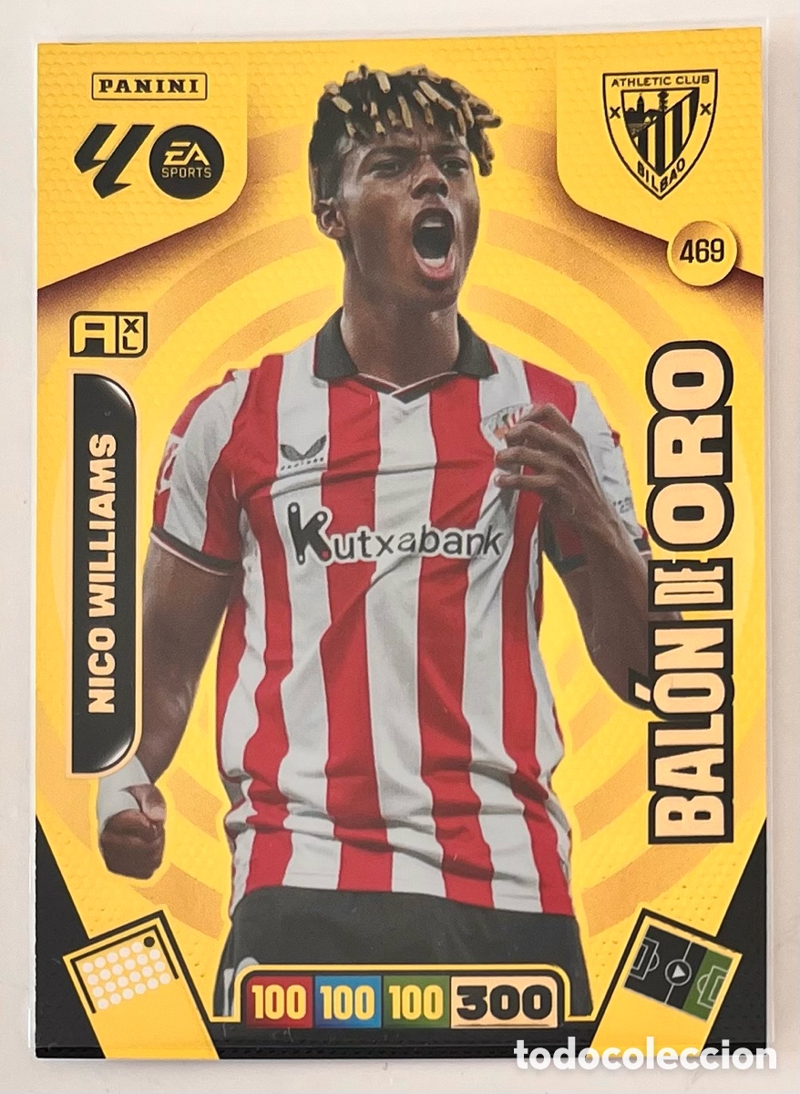 Cromos de F&uacute;tbol: 469 NICO WILLIAMS BAL&Oacute;N DE ORO ADRENALYN 25 26 2025 2026 ATLETICO DE MADRID