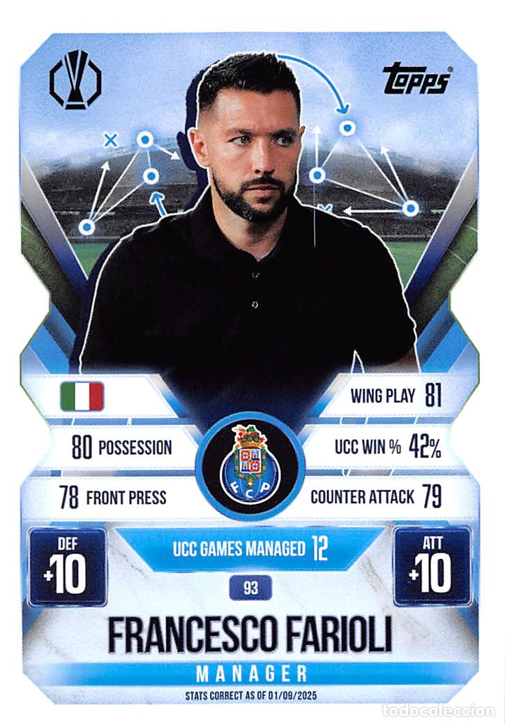 Cromos de Futebol: TOPPS MATCH ATTAX CHAMPIONS 25/26 2025/2026 #93 FRANCESCO FARIOLI (FC PORTO)