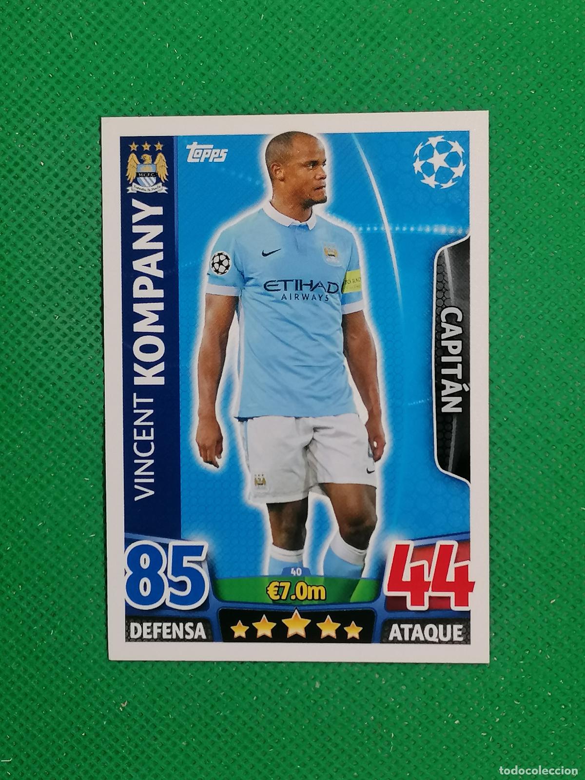 Figurine di Calcio: 40 VINCENT KOMPANY MANCHESTER CITY ⚽ TOPPS MATCH ATTAX CHAMPIONS 2015 2016 15 16 ⚽