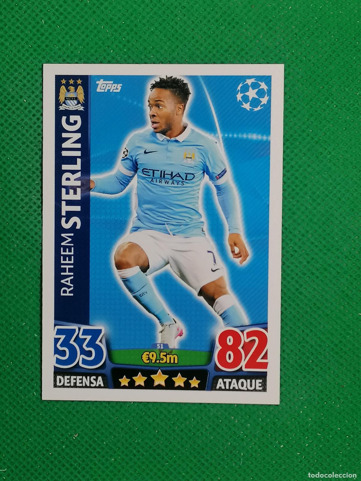 Cromos de F&uacute;tbol: 51 RAHEEM STERLING MANCHESTER CITY ⚽ TOPPS MATCH ATTAX CHAMPIONS 2015 2016 15 16 ⚽
