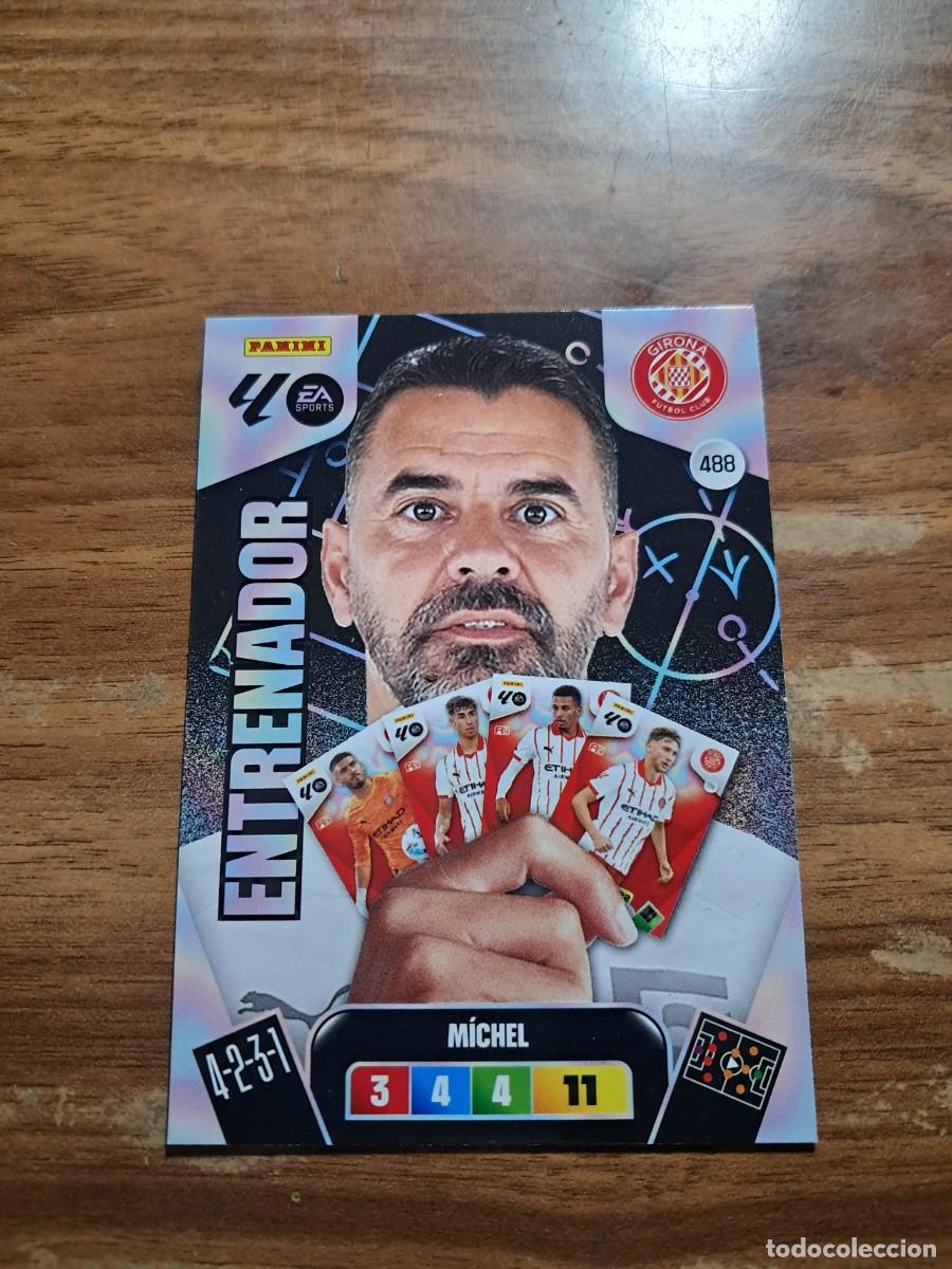 Football Stickers: CARD ADENALYN XL TEMPORADA 25/26: ENTRENADOR GIRONA MICHEL, N&deg; 488