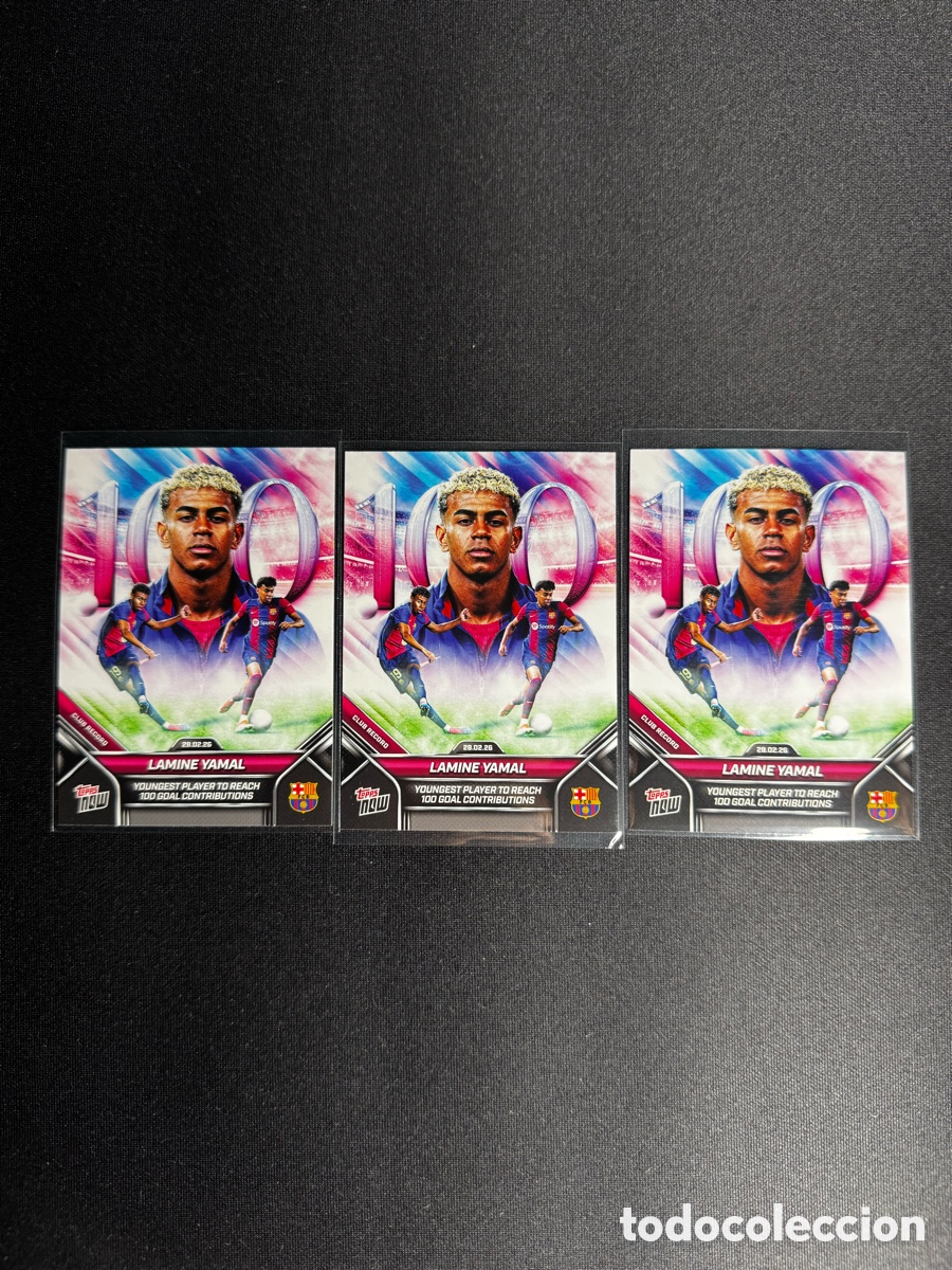 Cromos de F&uacute;tbol: LAMINE YAMAL 100 GOAL Topps (Pack 3 cartas)