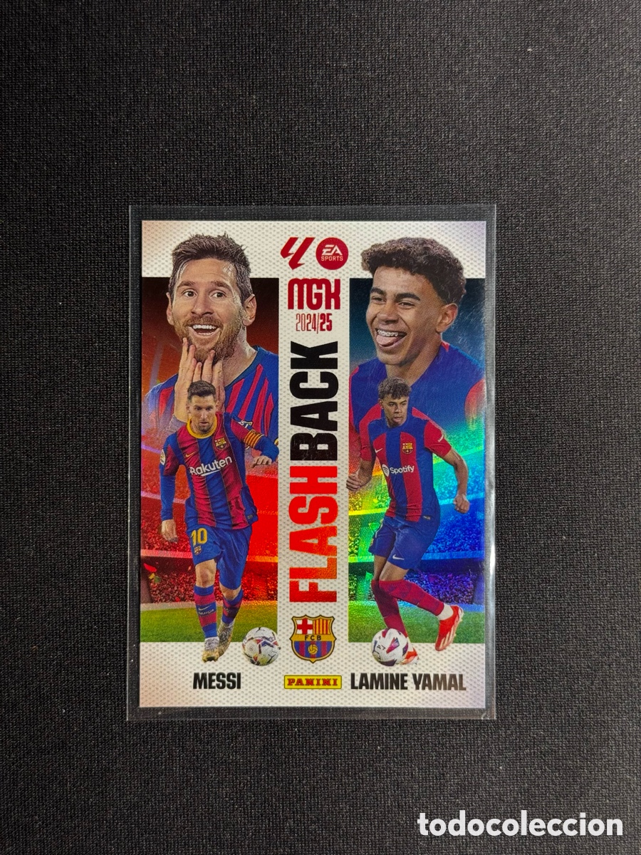 Cromos de F&uacute;tbol: Lamine Yamal - Messi Flashback Megacracks 24 25