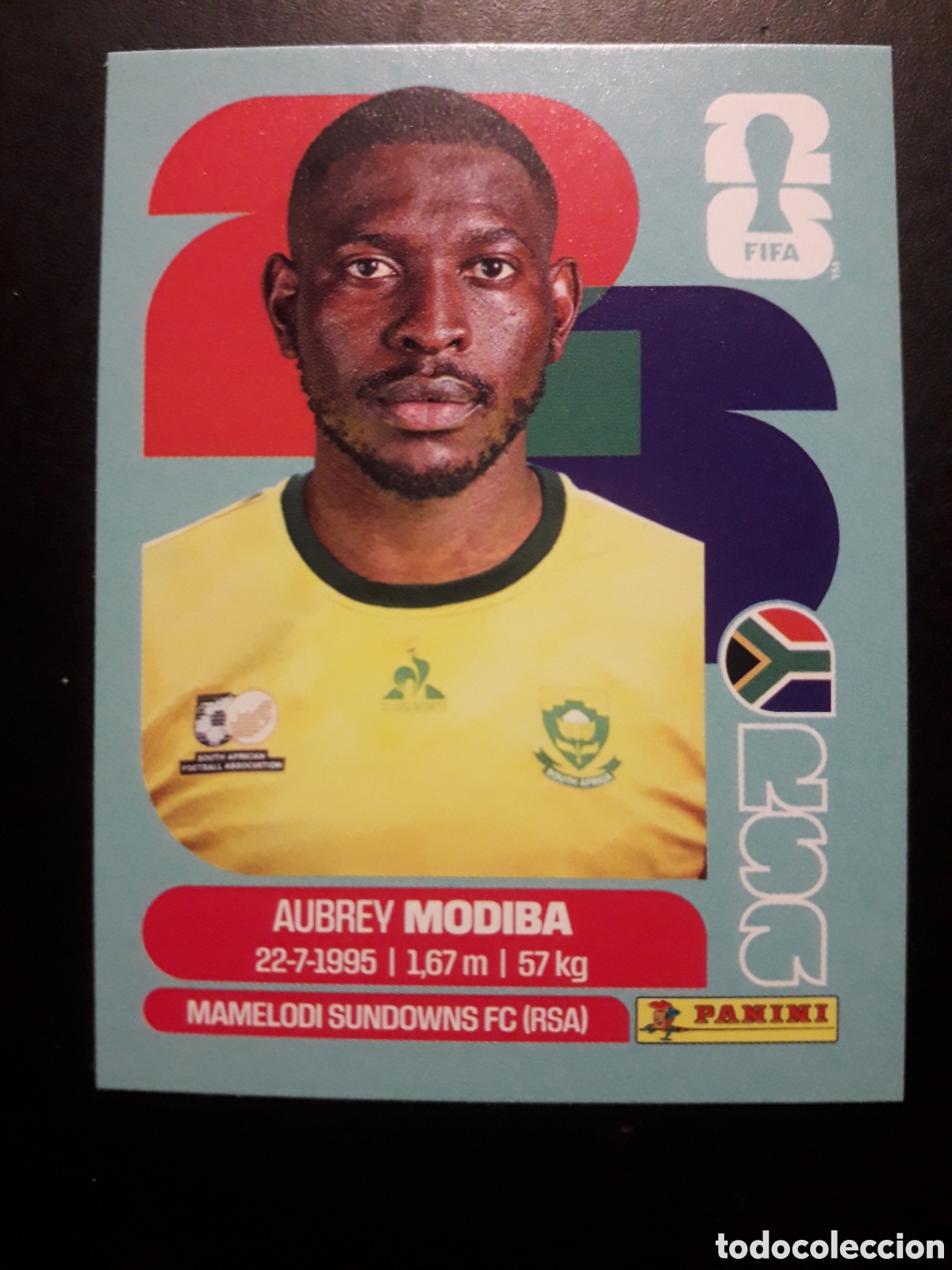 Cromos de F&uacute;tbol: MODIBA SUD&Aacute;FRICA RSA 4 MUNDIAL F&Uacute;TBOL 2026 FIFA WORLD CUP PANINI SIN PEGAR PEDIDO M&Iacute;NIMO 3&euro;