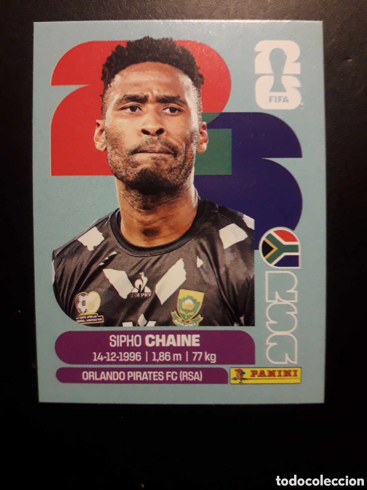 Cromos de F&uacute;tbol: CHAINE SUD&Aacute;FRICA RSA 3 MUNDIAL F&Uacute;TBOL 2026 FIFA WORLD CUP PANINI SIN PEGAR PEDIDO M&Iacute;NIMO 3&euro;