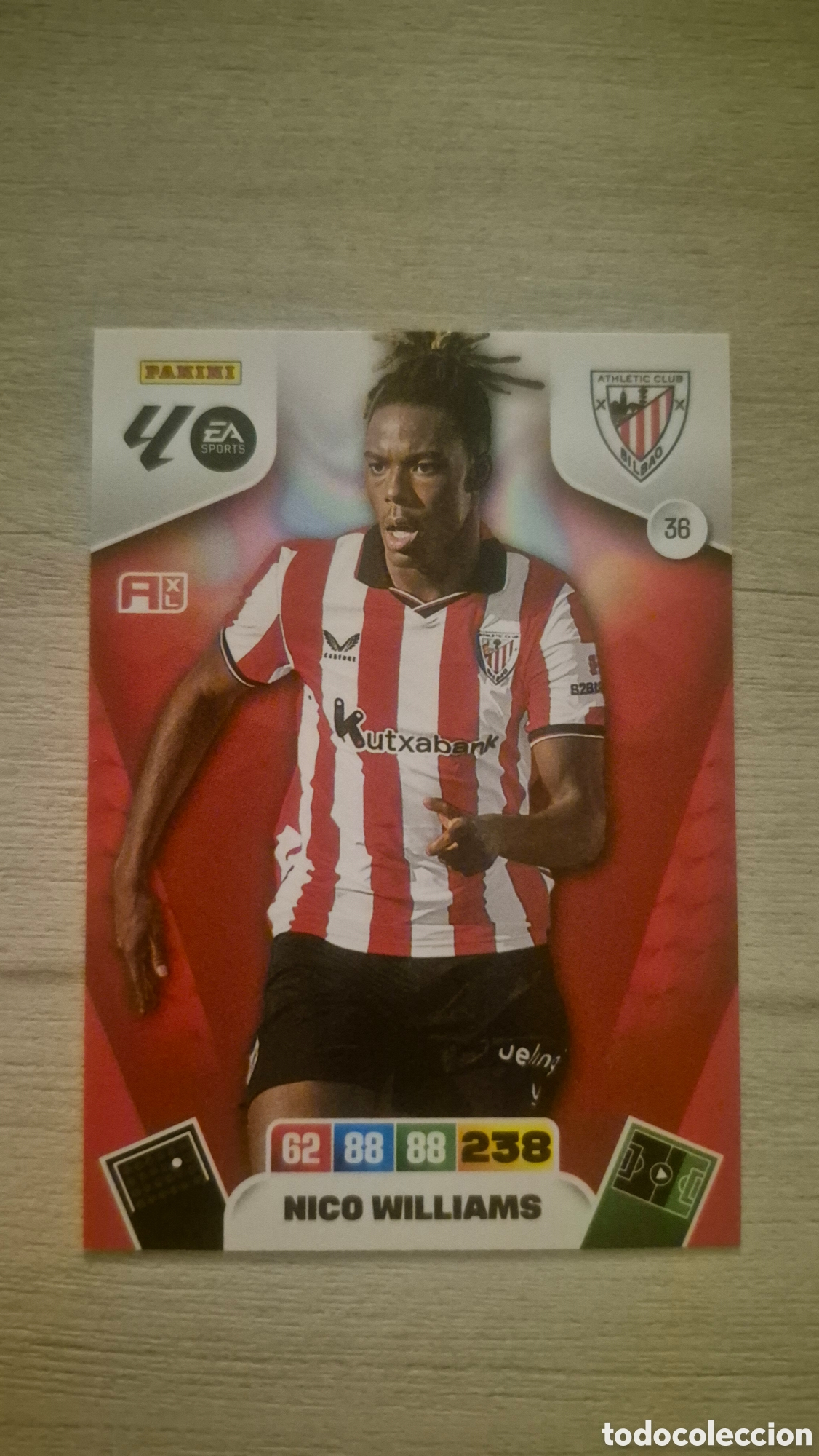 Cromos de f&uacute;tbol: N&deg;36 Athletic Bilbao Nico Williams Adrenalyn 25/26