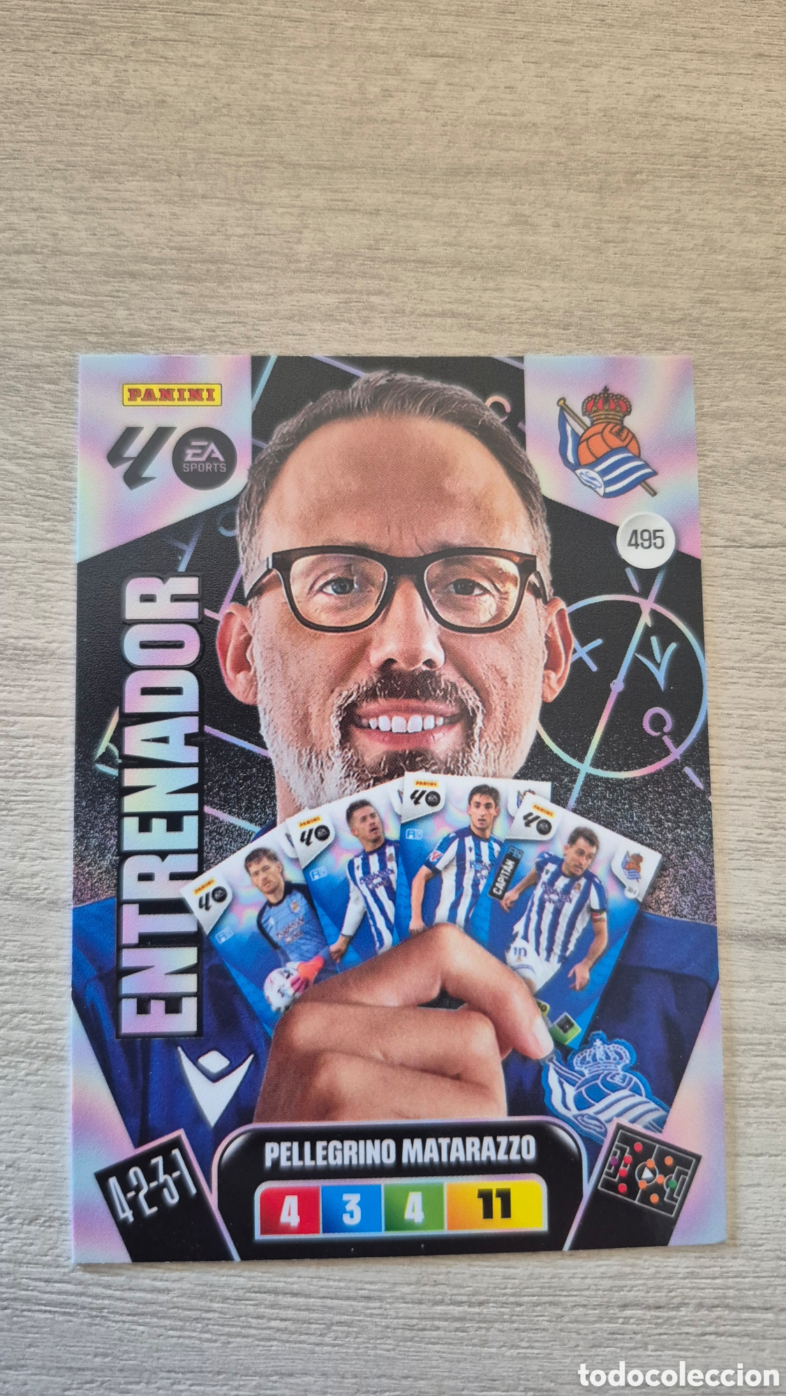 Football Stickers: N&deg;495 Real Sociedad Pellegrino Matarazzo Adrenalyn 25/26
