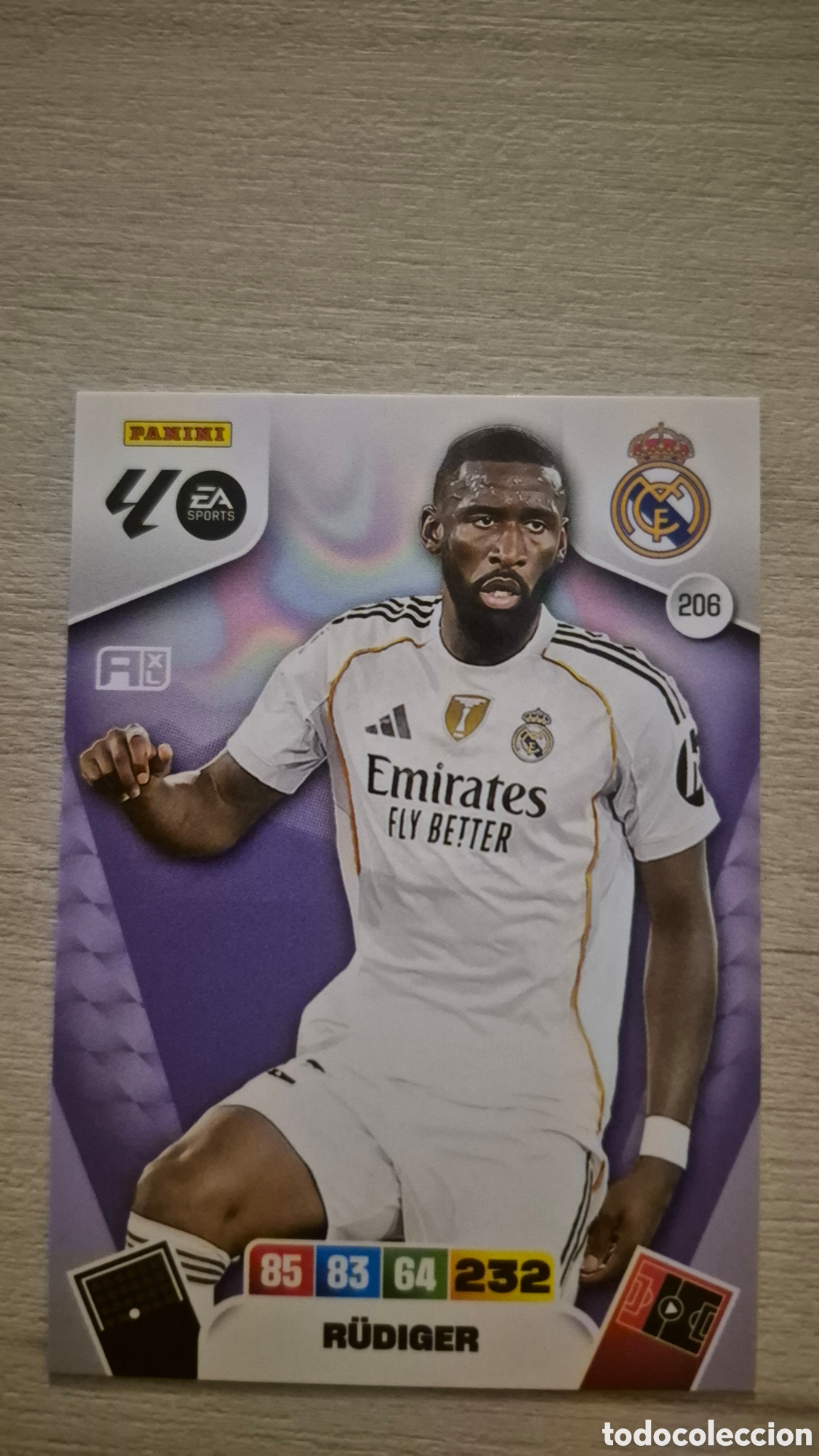 Football Stickers: N&deg;206 Real Madrid R&uuml;diger Adrenalyn 25/26