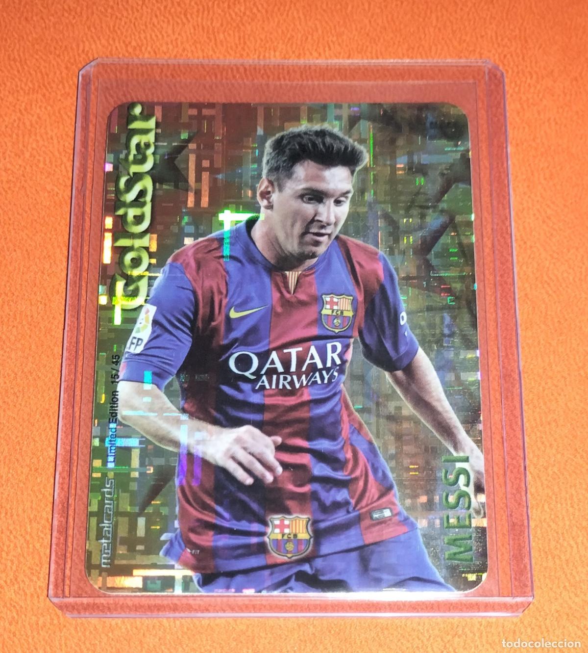 Cromos de F&uacute;tbol: LIONEL MESSI GOLDSTAR TETRIS O LABERINTO BARCELONA LIMITED EDITION CARD MUNDICROMO 2014 2015 14 15