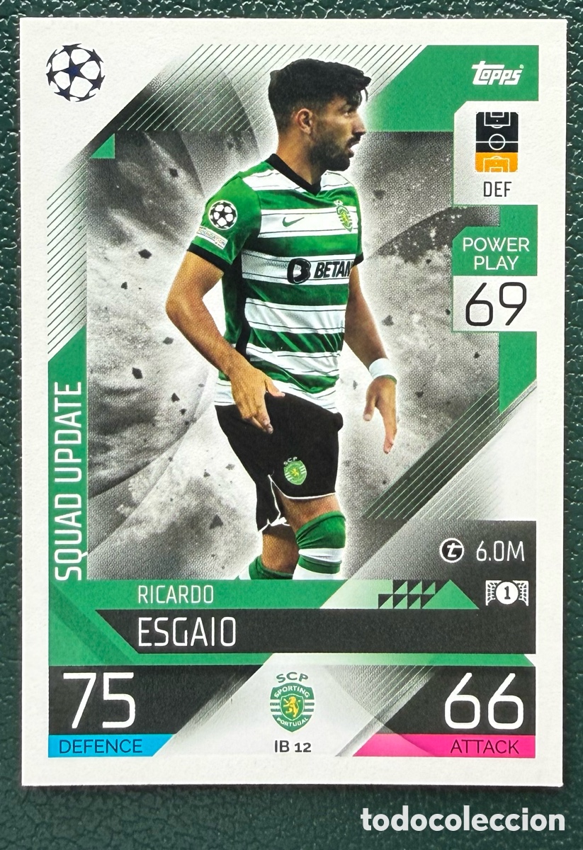 Cromos de F&uacute;tbol: IB 12 RICARDO ESGAIO SPORTING DE LISBOA FICHAS ALBUM MATCH ATTAX CHAMPIONS TOPPS 2022 2023 22 23